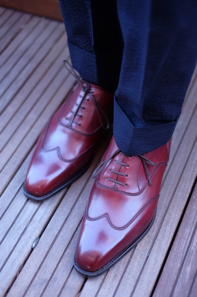 Pullman - MTO - Burgundy Calf - LPB Last - Single Leather Sole-Made To Order Austerity Brogue Oxfords-J.FitzPatrick Footwear