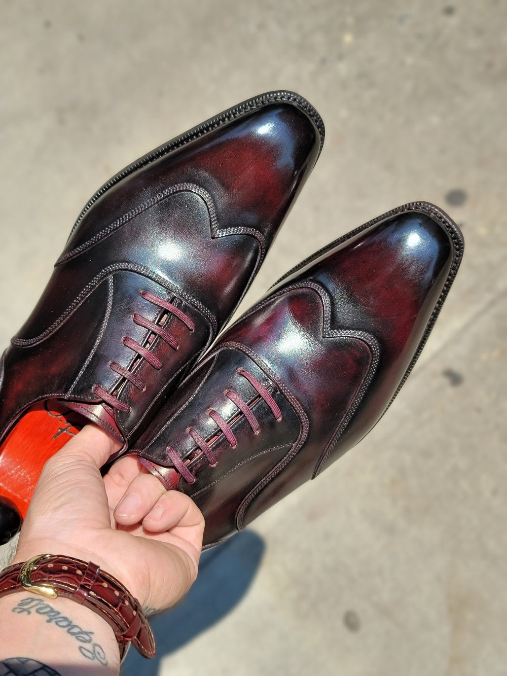 Pullman - MTO - Burgundy Calf - LPB Last - Single Leather Sole-Made To Order Austerity Brogue Oxfords-J.FitzPatrick Footwear