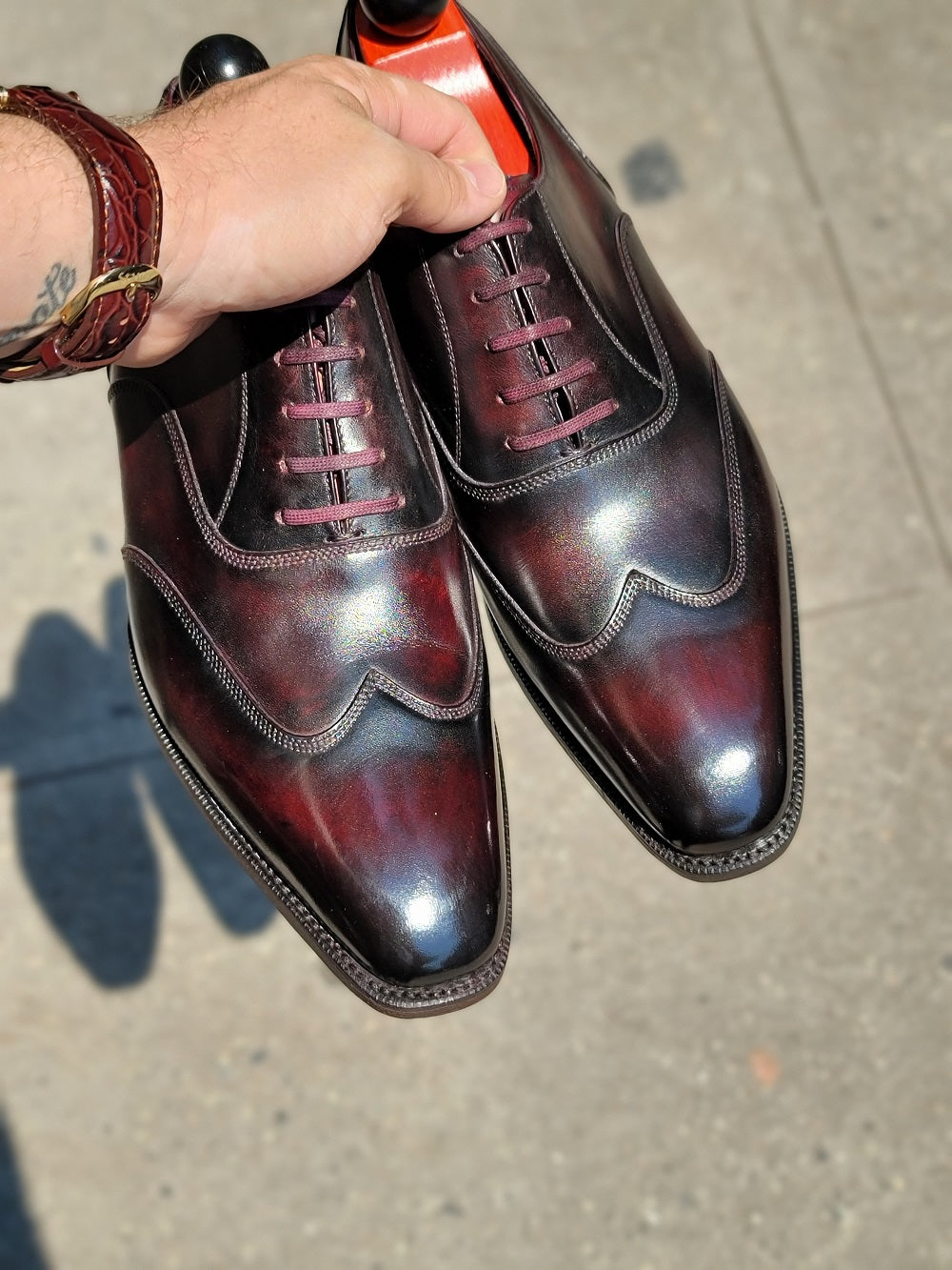 Pullman - MTO - Burgundy Calf - LPB Last - Single Leather Sole-Made To Order Austerity Brogue Oxfords-J.FitzPatrick Footwear