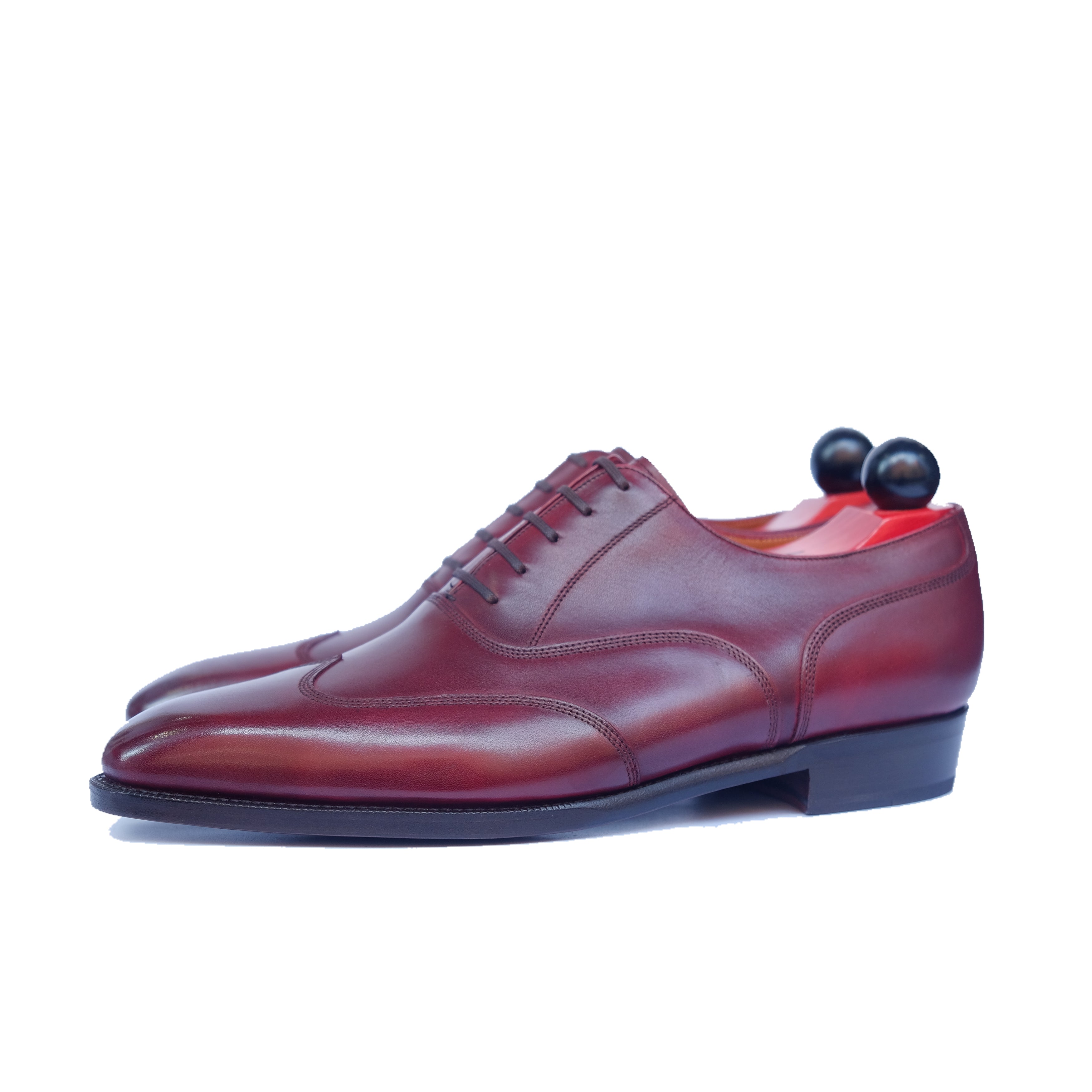 Pullman - MTO - Burgundy Calf - LPB Last - Single Leather Sole-Made To Order Austerity Brogue Oxfords-J.FitzPatrick Footwear
