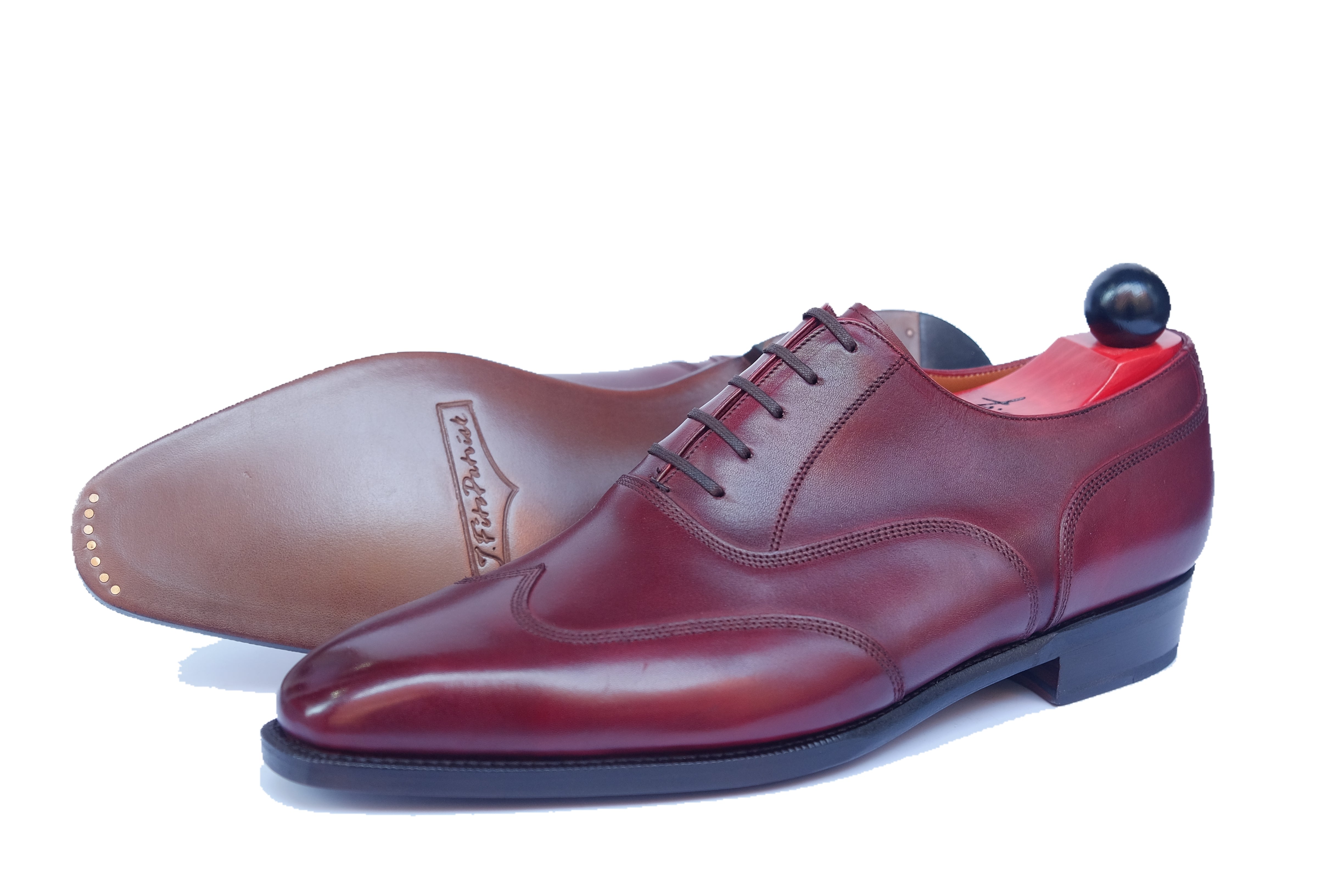 Pullman - MTO - Burgundy Calf - LPB Last - Single Leather Sole-Made To Order Austerity Brogue Oxfords-J.FitzPatrick Footwear