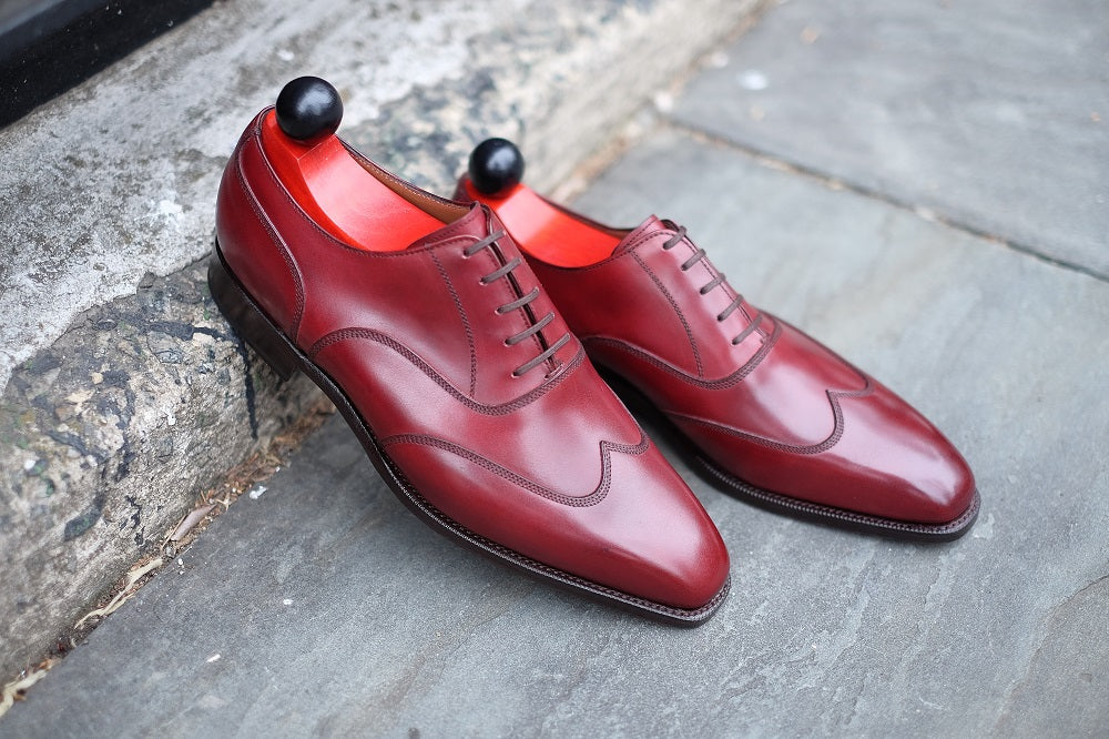 Pullman - MTO - Burgundy Calf - LPB Last - Single Leather Sole-Made To Order Austerity Brogue Oxfords-J.FitzPatrick Footwear
