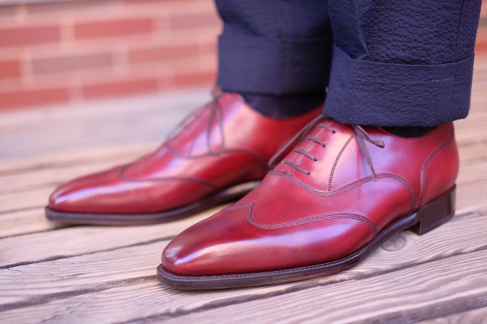 Pullman - MTO - Burgundy Calf - LPB Last - Single Leather Sole-Made To Order Austerity Brogue Oxfords-J.FitzPatrick Footwear