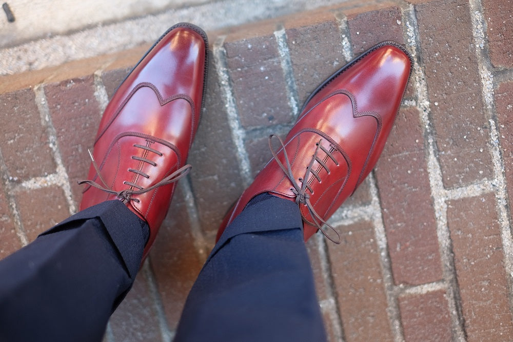 Pullman - MTO - Burgundy Calf - LPB Last - Single Leather Sole-Made To Order Austerity Brogue Oxfords-J.FitzPatrick Footwear