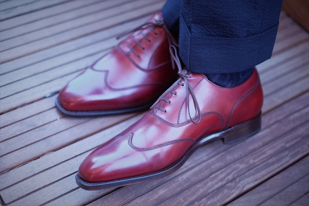 Pullman - MTO - Burgundy Calf - LPB Last - Single Leather Sole-Made To Order Austerity Brogue Oxfords-J.FitzPatrick Footwear