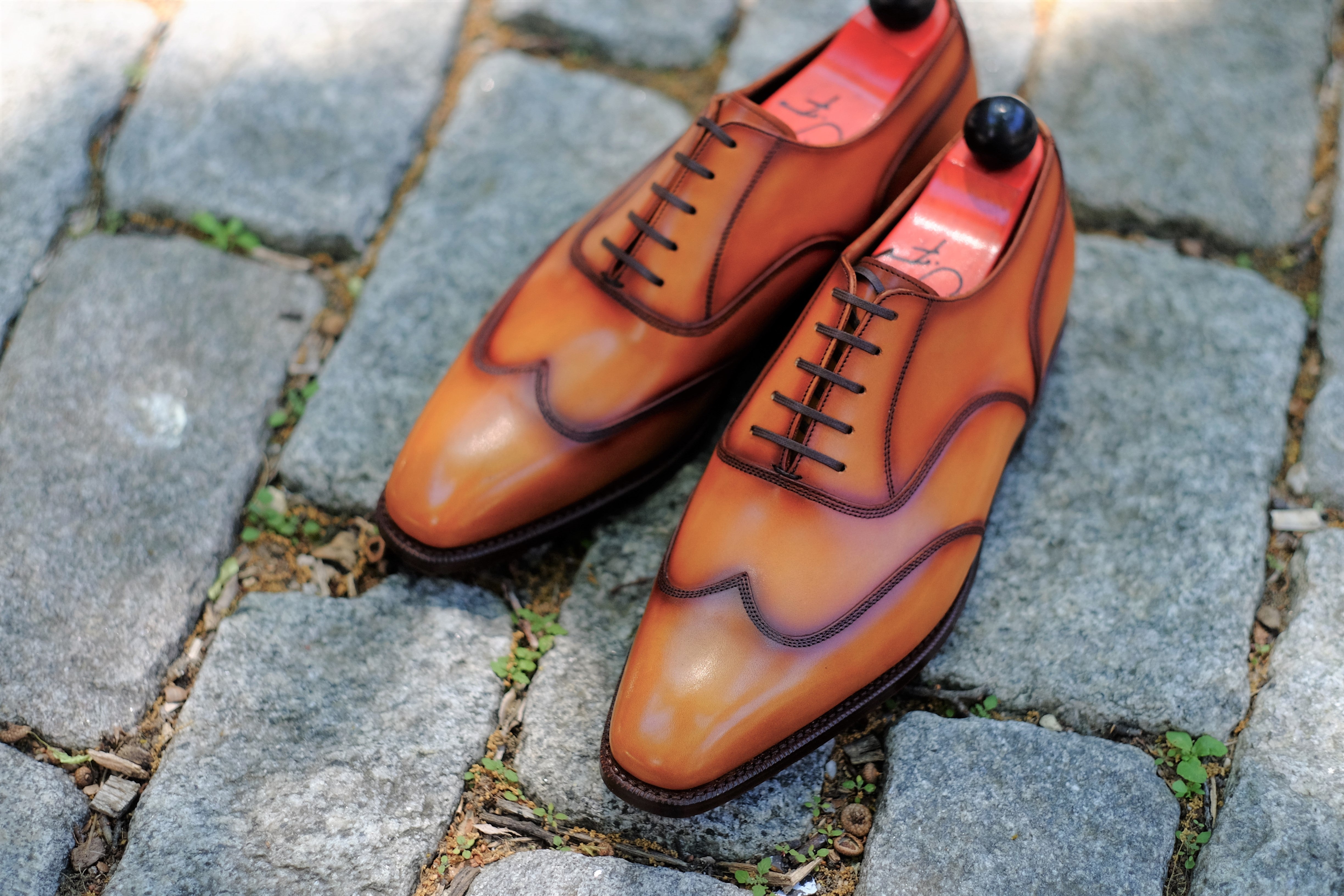 Pullman - MTO - Burnished Golden Tan Calf - LPB Last - Single Leather Sole-Made To Order Austerity Brogue Oxfords-J.FitzPatrick Footwear