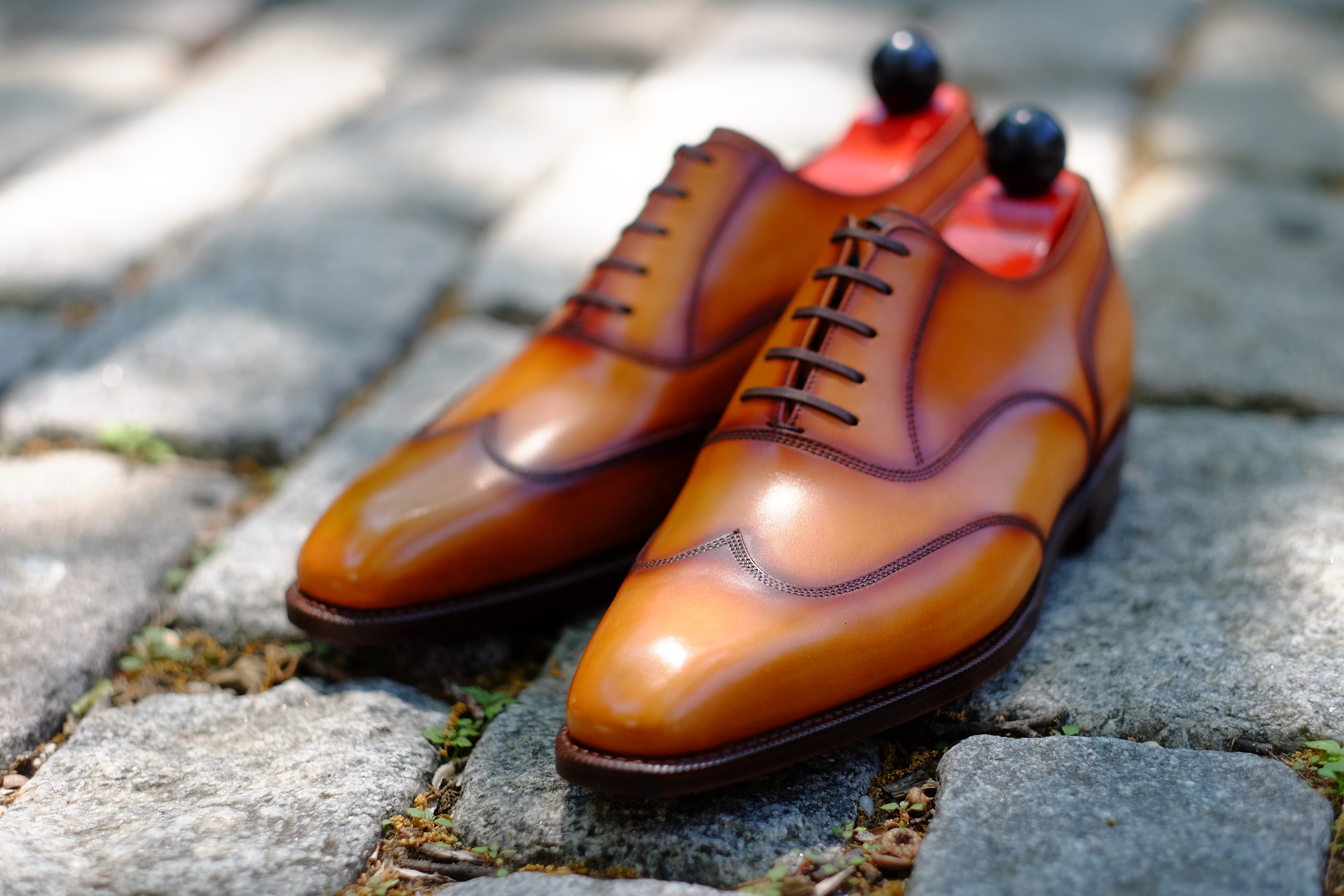Pullman - MTO - Burnished Golden Tan Calf - LPB Last - Single Leather Sole-Made To Order Austerity Brogue Oxfords-J.FitzPatrick Footwear