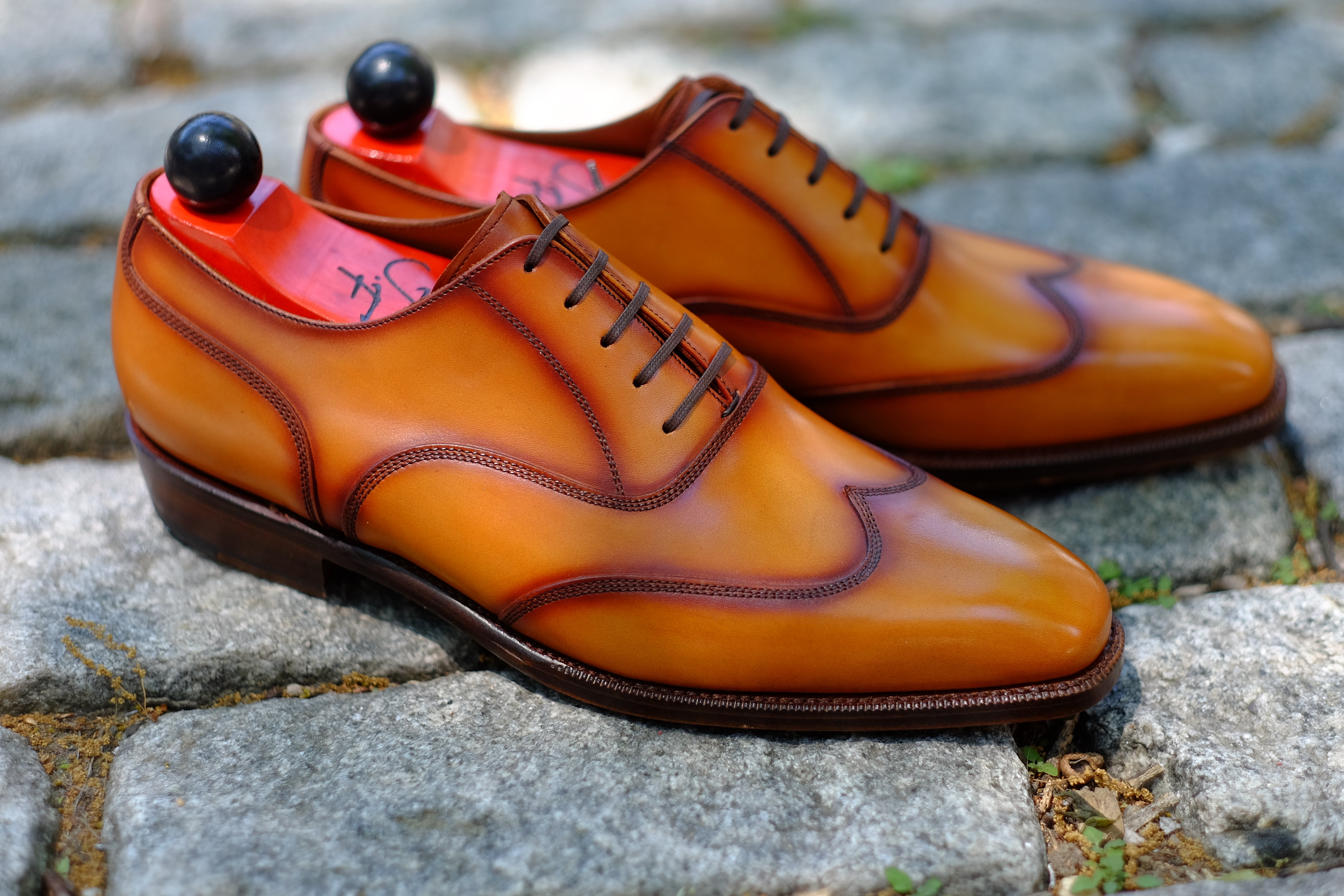 Pullman - MTO - Burnished Golden Tan Calf - LPB Last - Single Leather Sole-Made To Order Austerity Brogue Oxfords-J.FitzPatrick Footwear