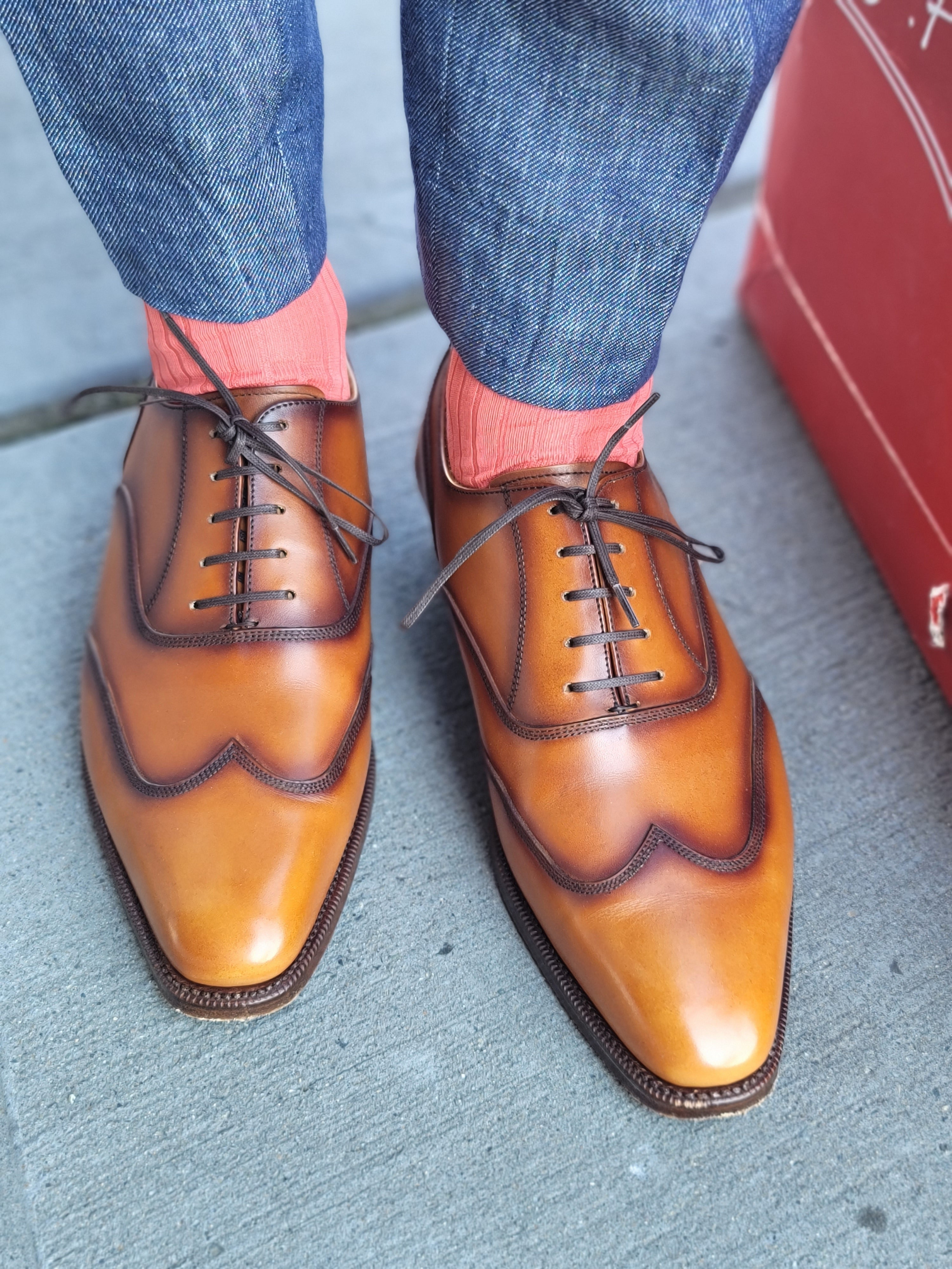 Pullman - MTO - Burnished Golden Tan Calf - LPB Last - Single Leather Sole-Made To Order Austerity Brogue Oxfords-J.FitzPatrick Footwear