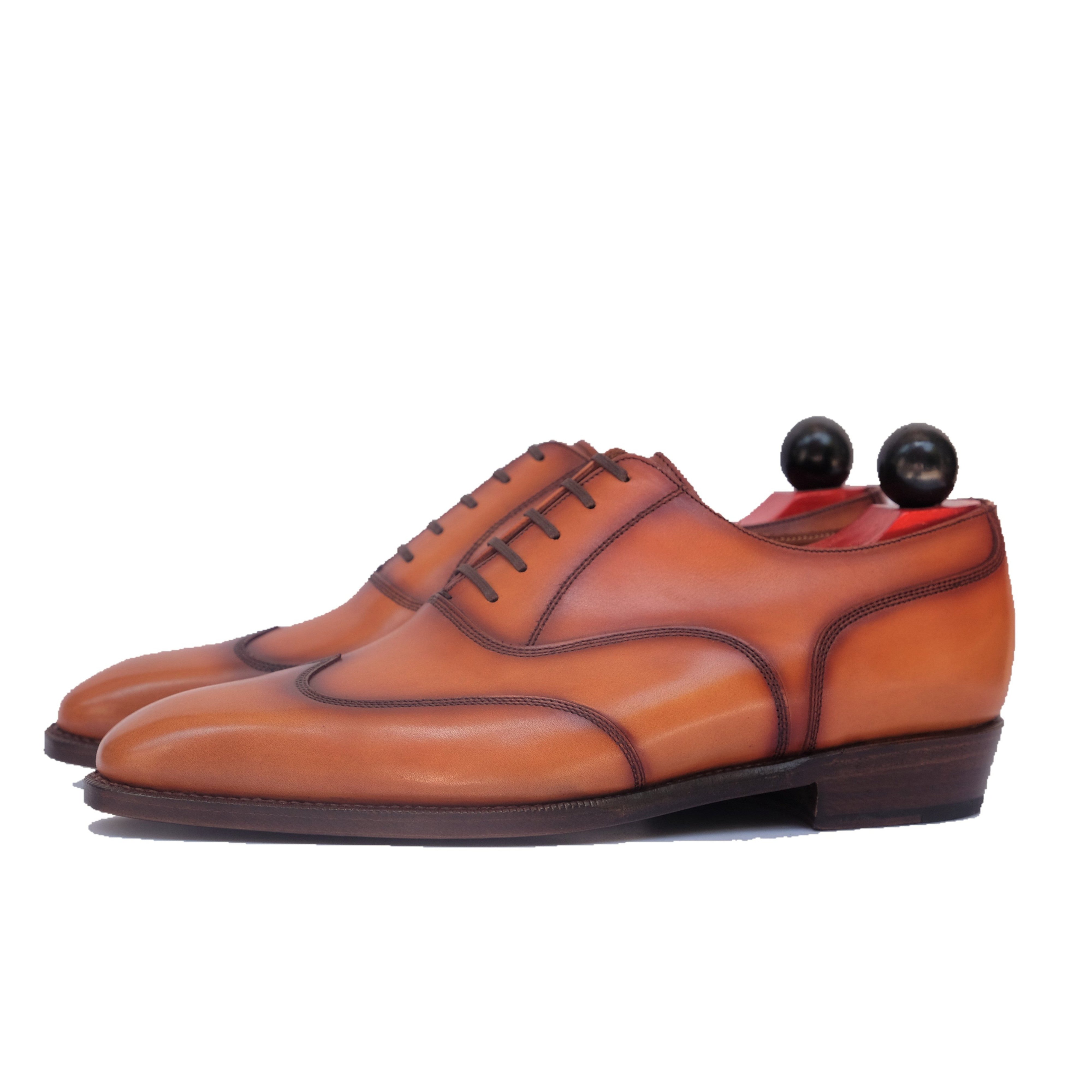 Pullman - MTO - Burnished Golden Tan Calf - LPB Last - Single Leather Sole-Made To Order Austerity Brogue Oxfords-J.FitzPatrick Footwear