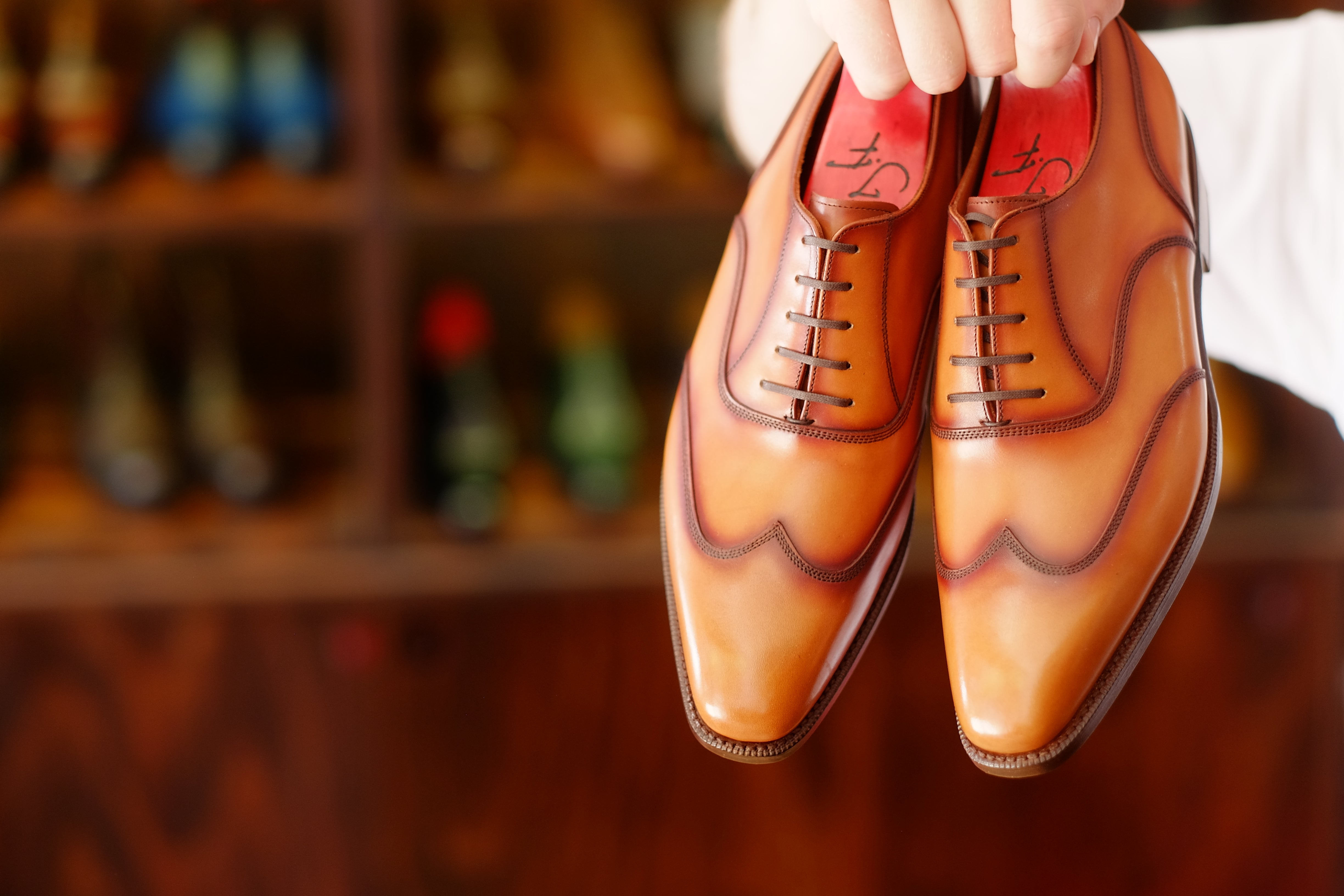 Pullman - MTO - Burnished Golden Tan Calf - LPB Last - Single Leather Sole-Made To Order Austerity Brogue Oxfords-J.FitzPatrick Footwear