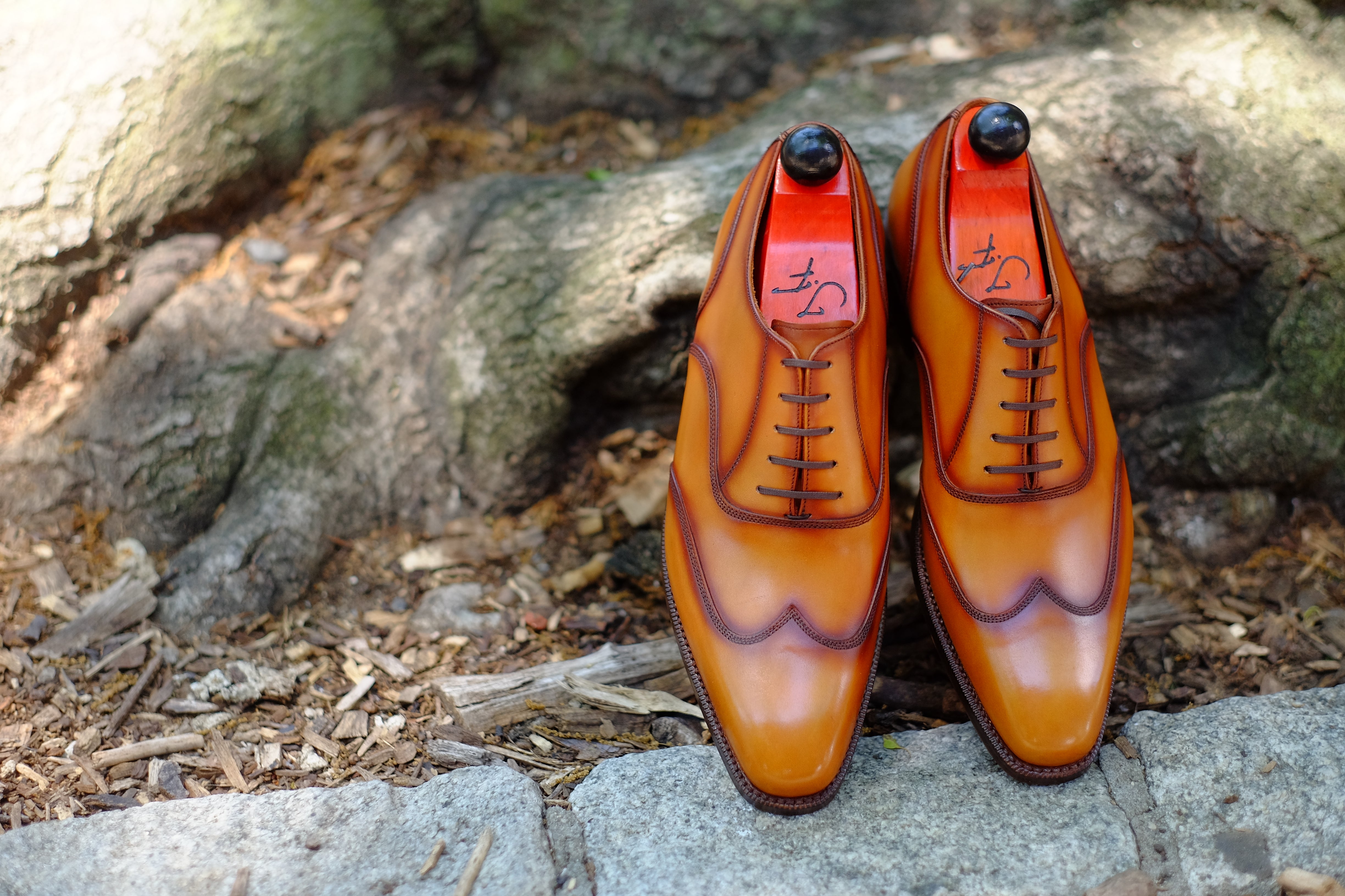 Pullman - MTO - Burnished Golden Tan Calf - LPB Last - Single Leather Sole-Made To Order Austerity Brogue Oxfords-J.FitzPatrick Footwear