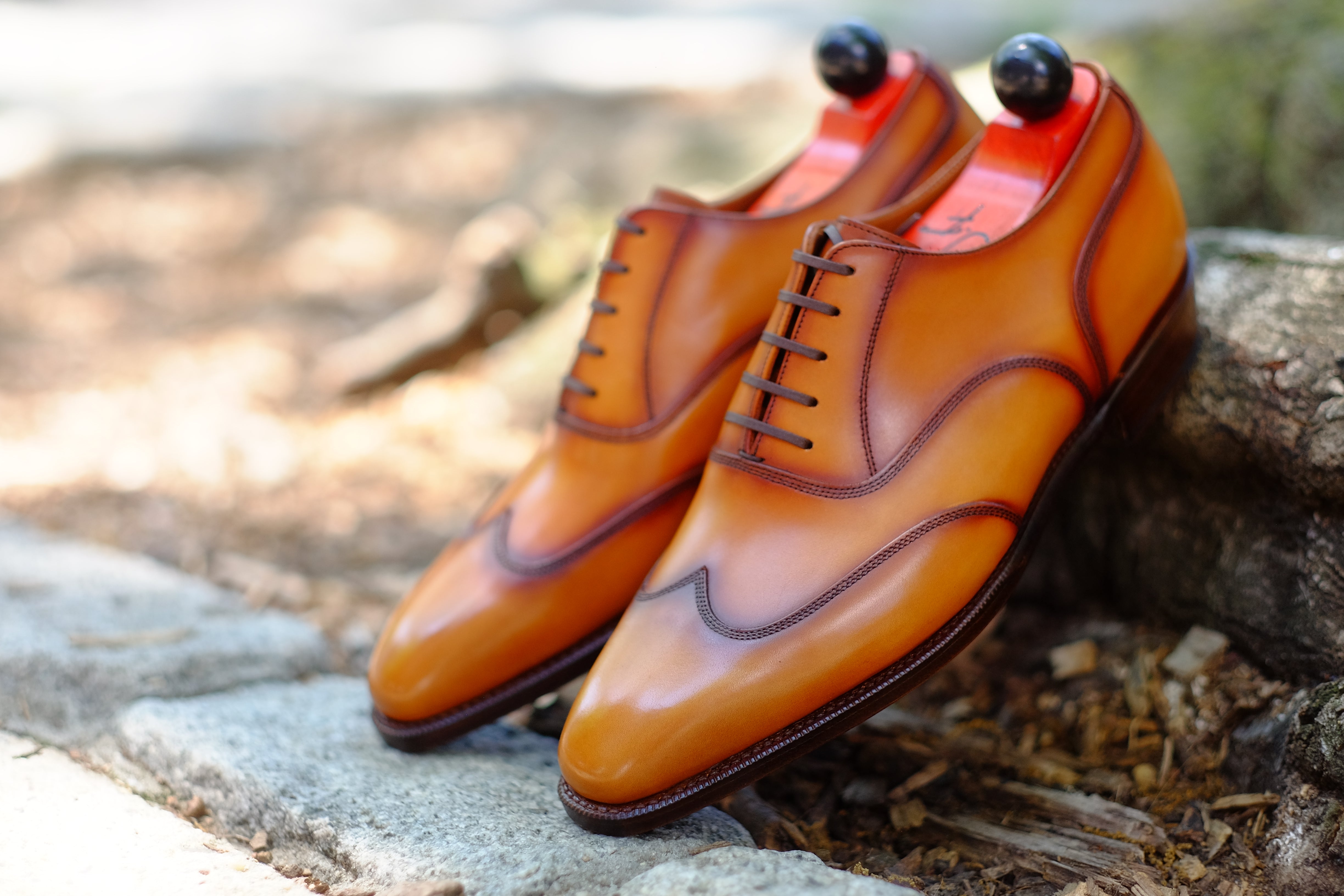 Pullman - MTO - Burnished Golden Tan Calf - LPB Last - Single Leather Sole-Made To Order Austerity Brogue Oxfords-J.FitzPatrick Footwear