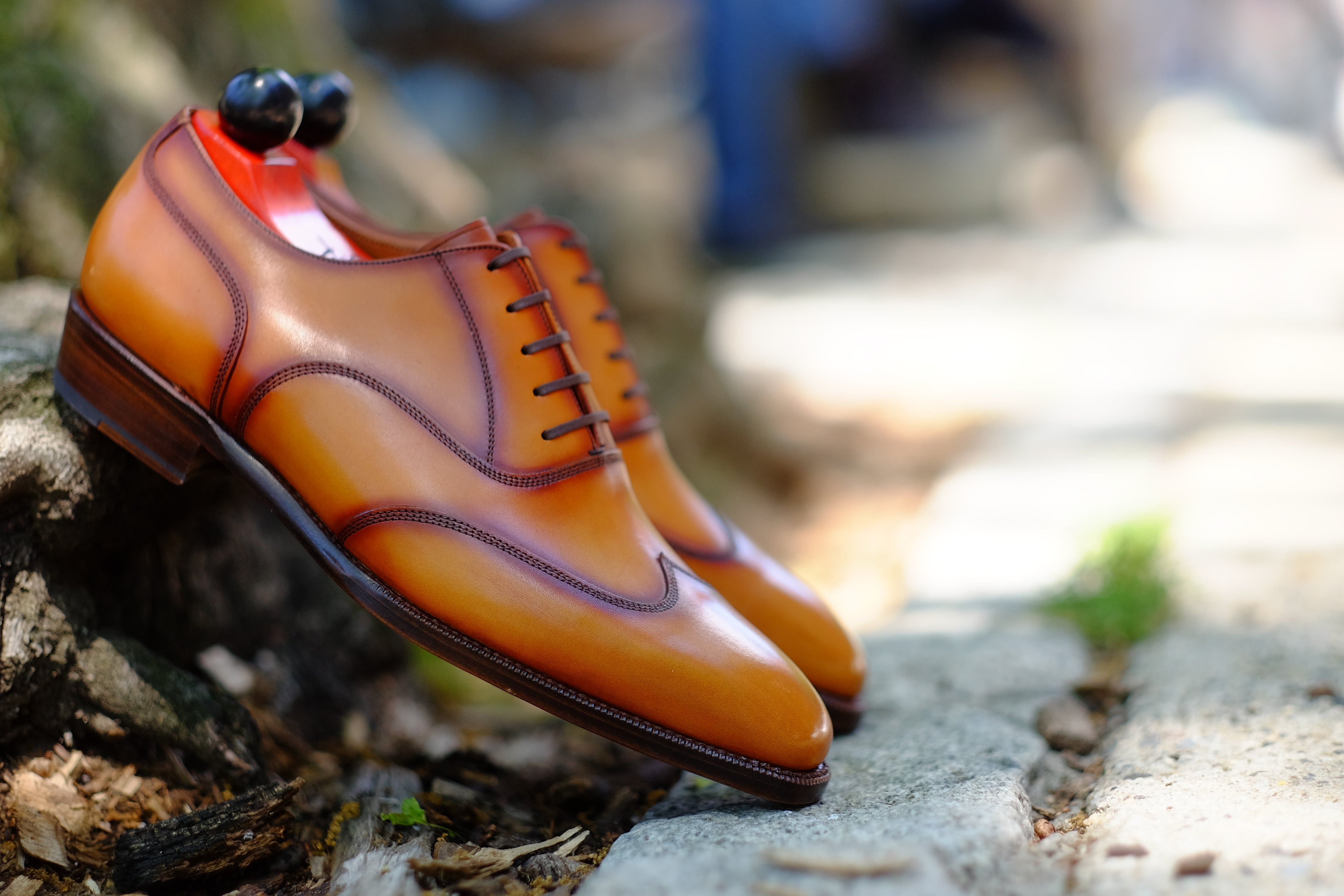 Pullman - MTO - Burnished Golden Tan Calf - LPB Last - Single Leather Sole-Made To Order Austerity Brogue Oxfords-J.FitzPatrick Footwear