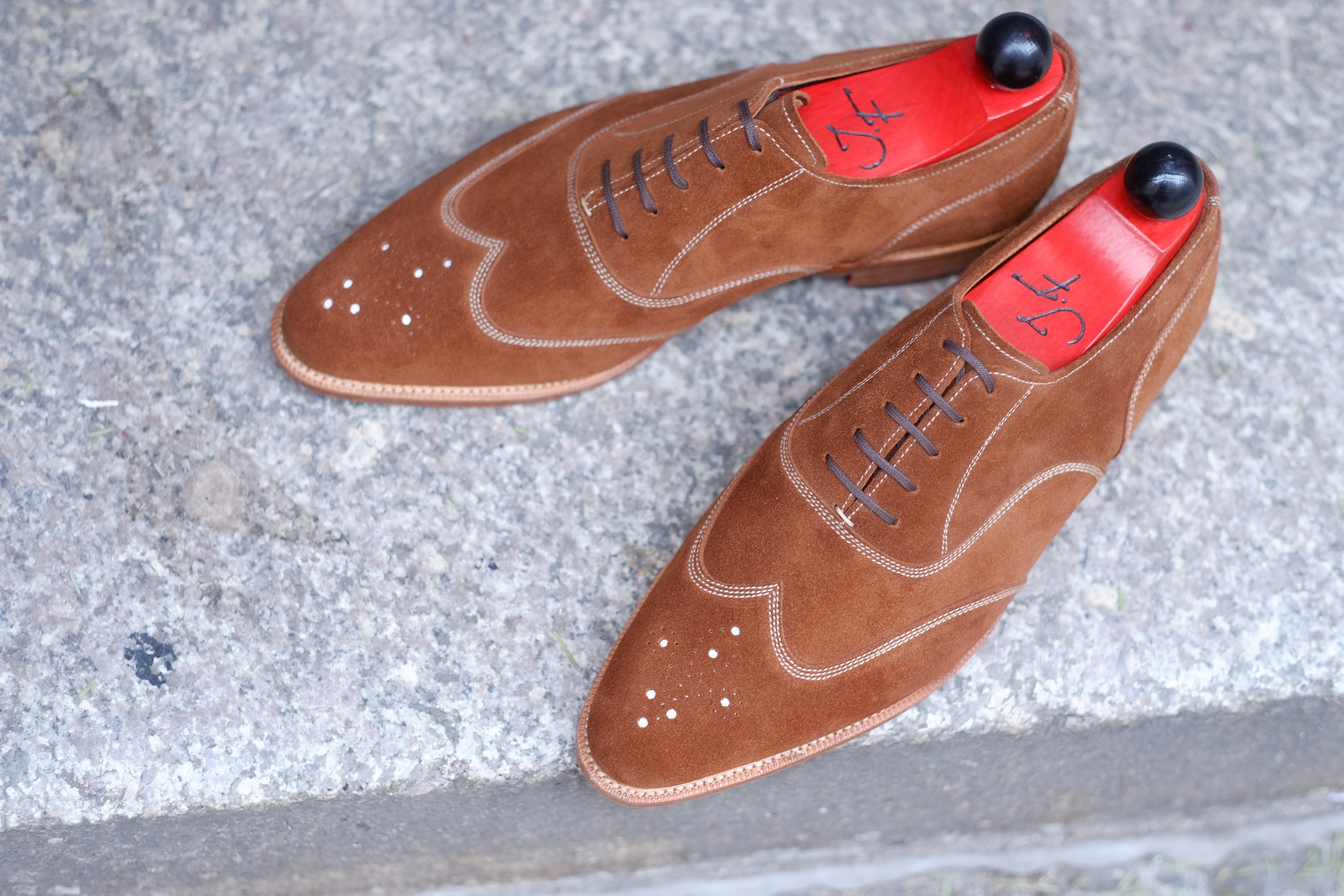 Pullman - MTO - Snuff Suede - JKF Last - Single Leather Sole-Made To Order Austerity Brogue Oxfords-J.FitzPatrick Footwear