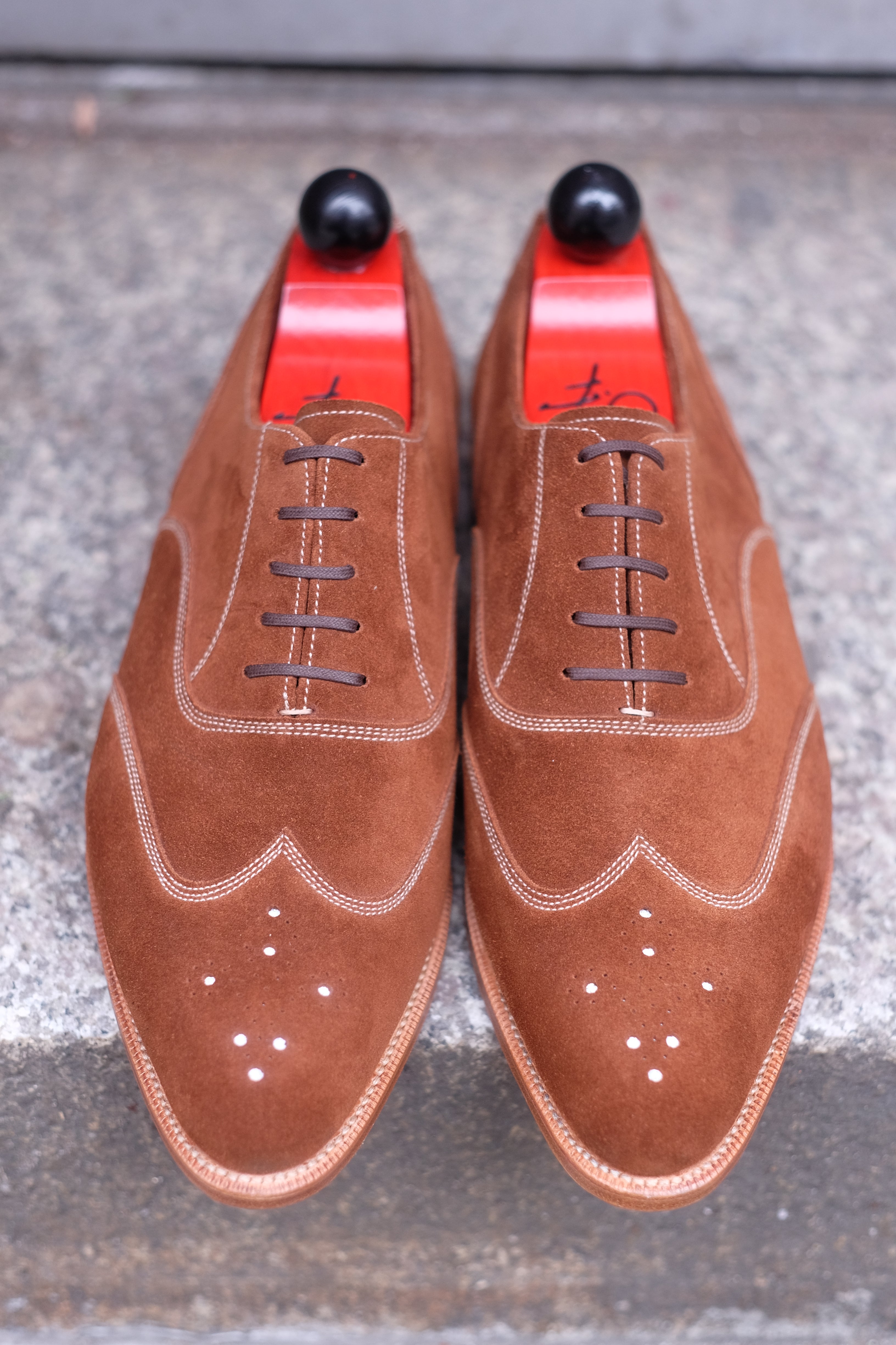 Pullman - MTO - Snuff Suede - JKF Last - Single Leather Sole-Made To Order Austerity Brogue Oxfords-J.FitzPatrick Footwear