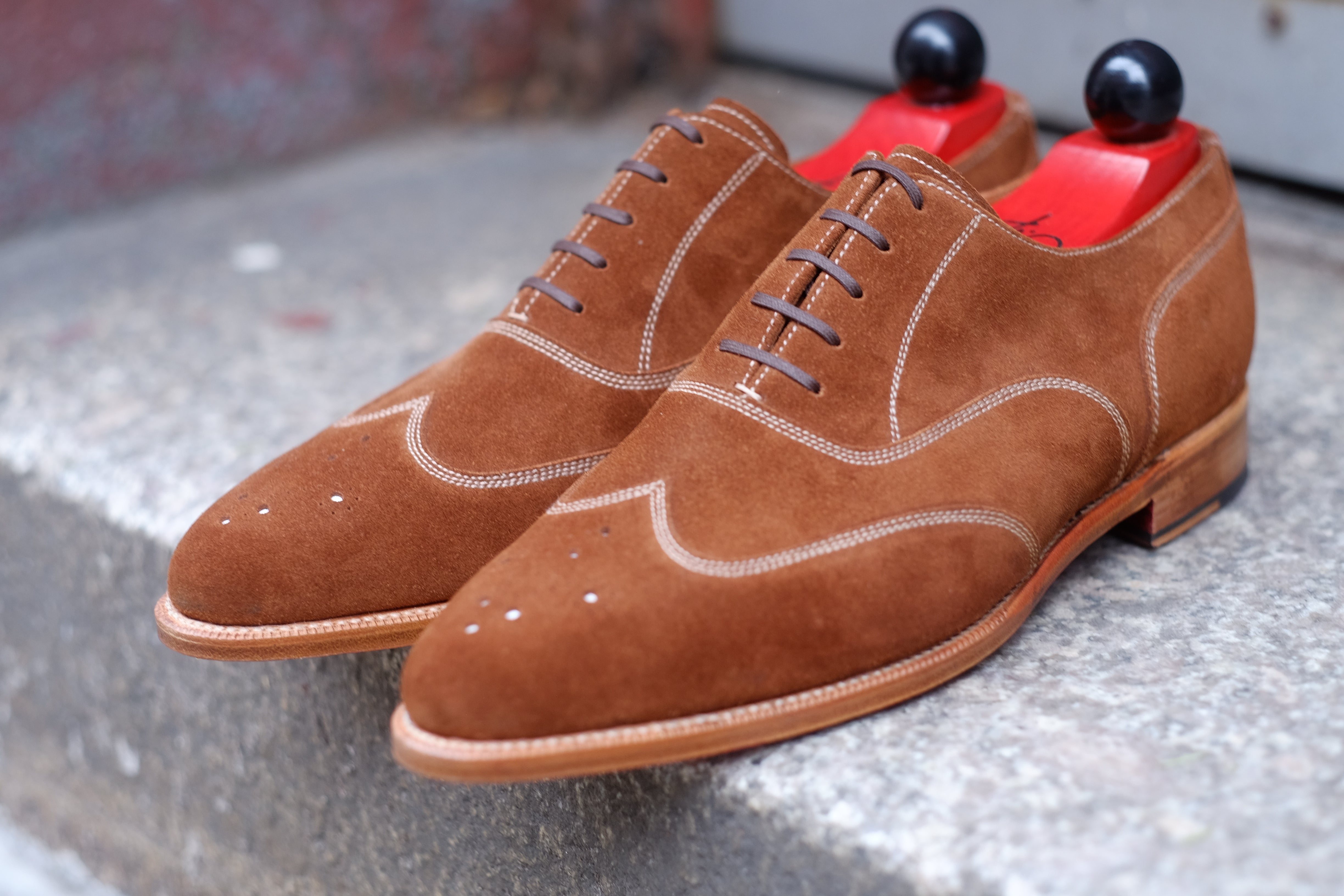 Pullman - MTO - Snuff Suede - JKF Last - Single Leather Sole-Made To Order Austerity Brogue Oxfords-J.FitzPatrick Footwear