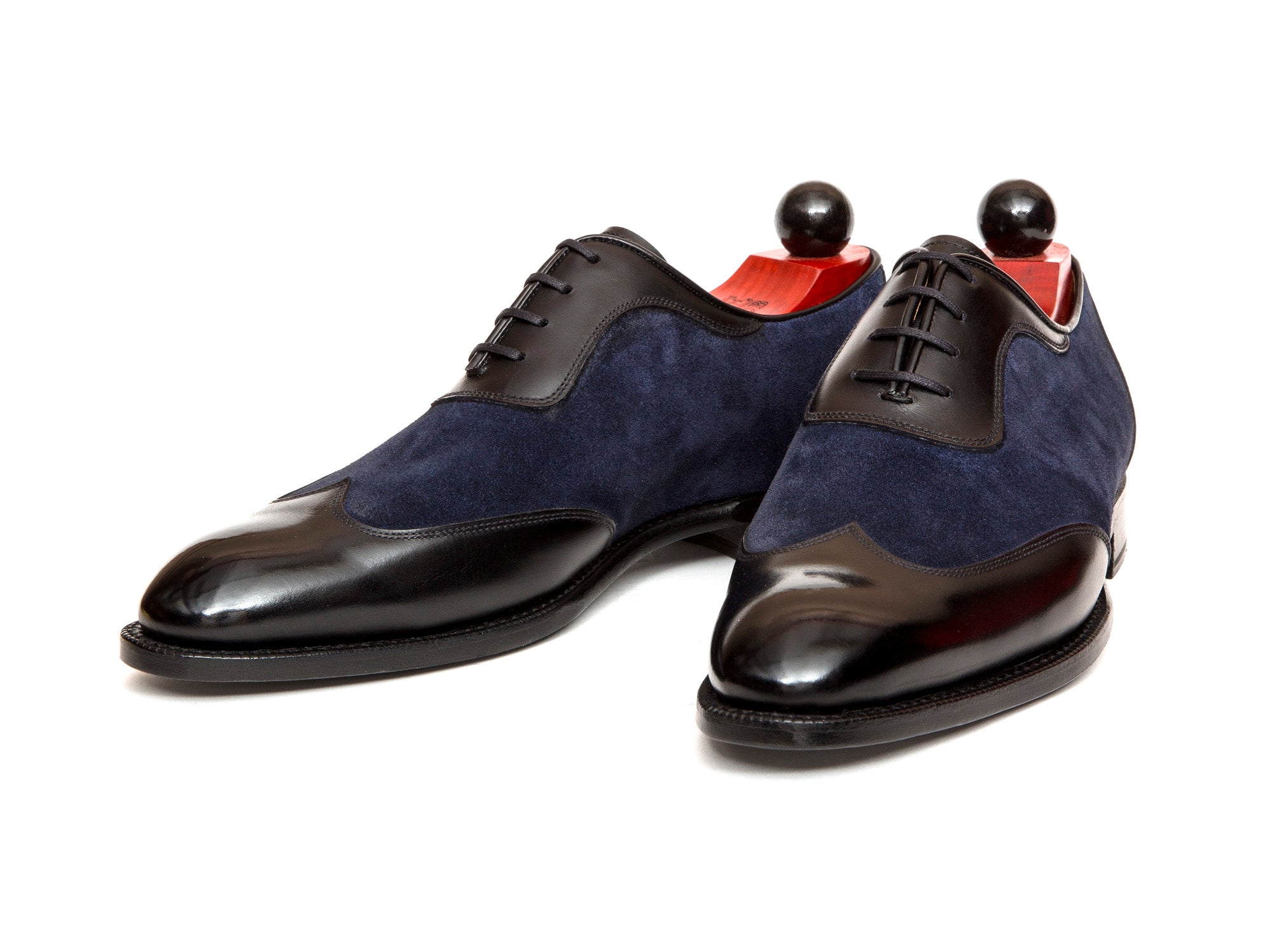Rainier - MTO - Black Calf / Dark Blue Suede - NGT Last - Single Leather Sole-Made To Order Austerity Brogue Adelaide Oxfords-J.FitzPatrick Footwear