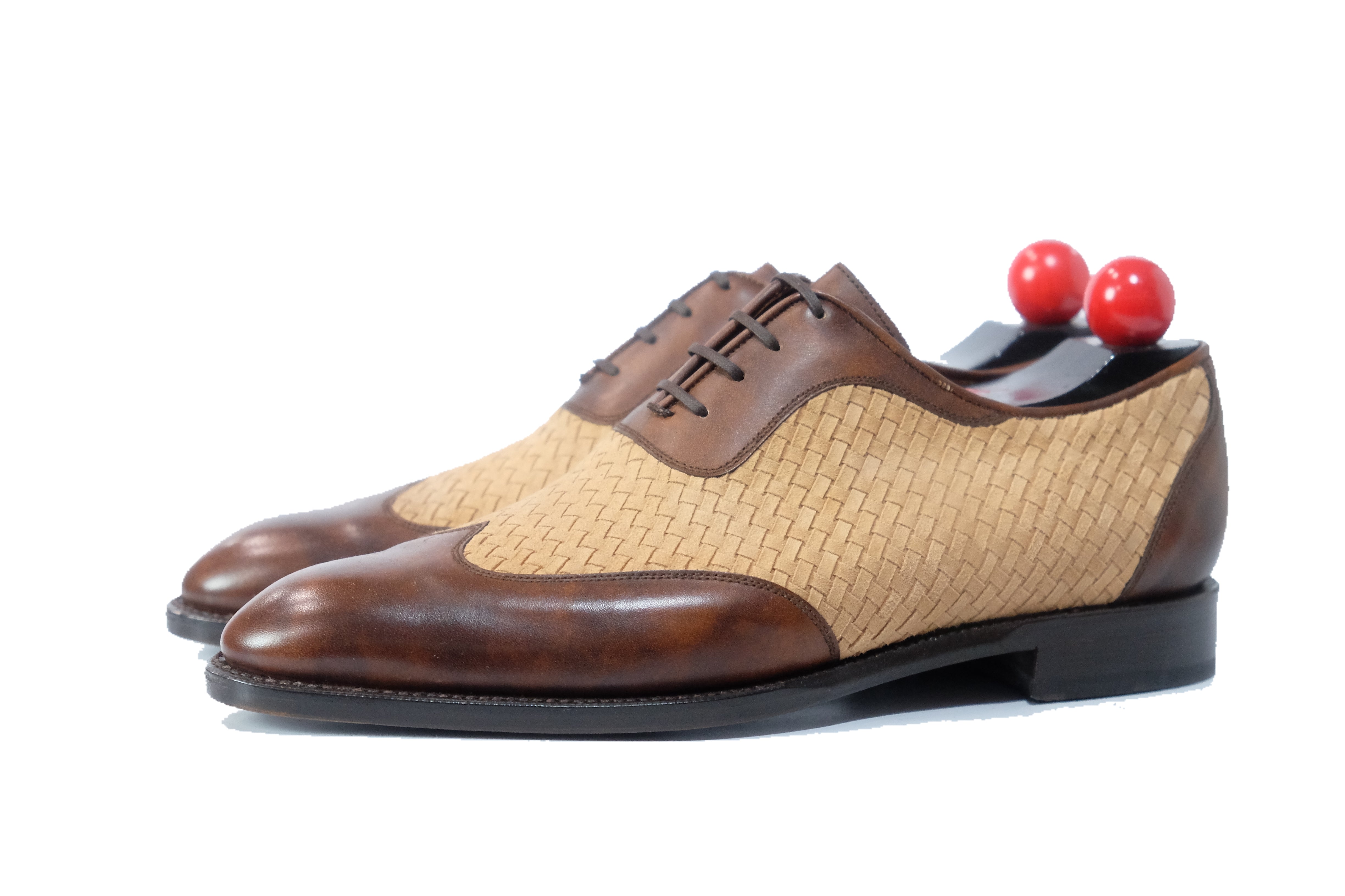 Rainier - MTO - Copper Museum Calf / Braided Nude Suede - SEA Last - Single Leather Sole-Made To Order Austerity Brogue Adelaide Oxfords-J.FitzPatrick Footwear