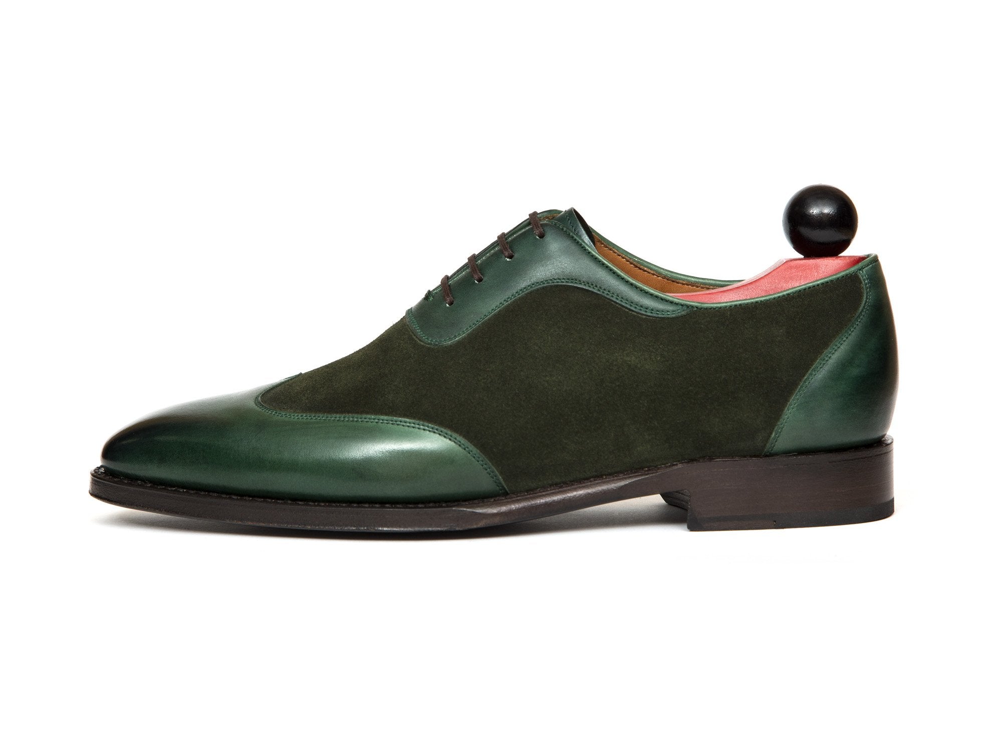 Rainier - MTO - Forest Green Calf / Forest Green Suede - LPB Last - Single Leather Sole-Made To Order Austerity Brogue Adelaide Oxfords-J.FitzPatrick Footwear