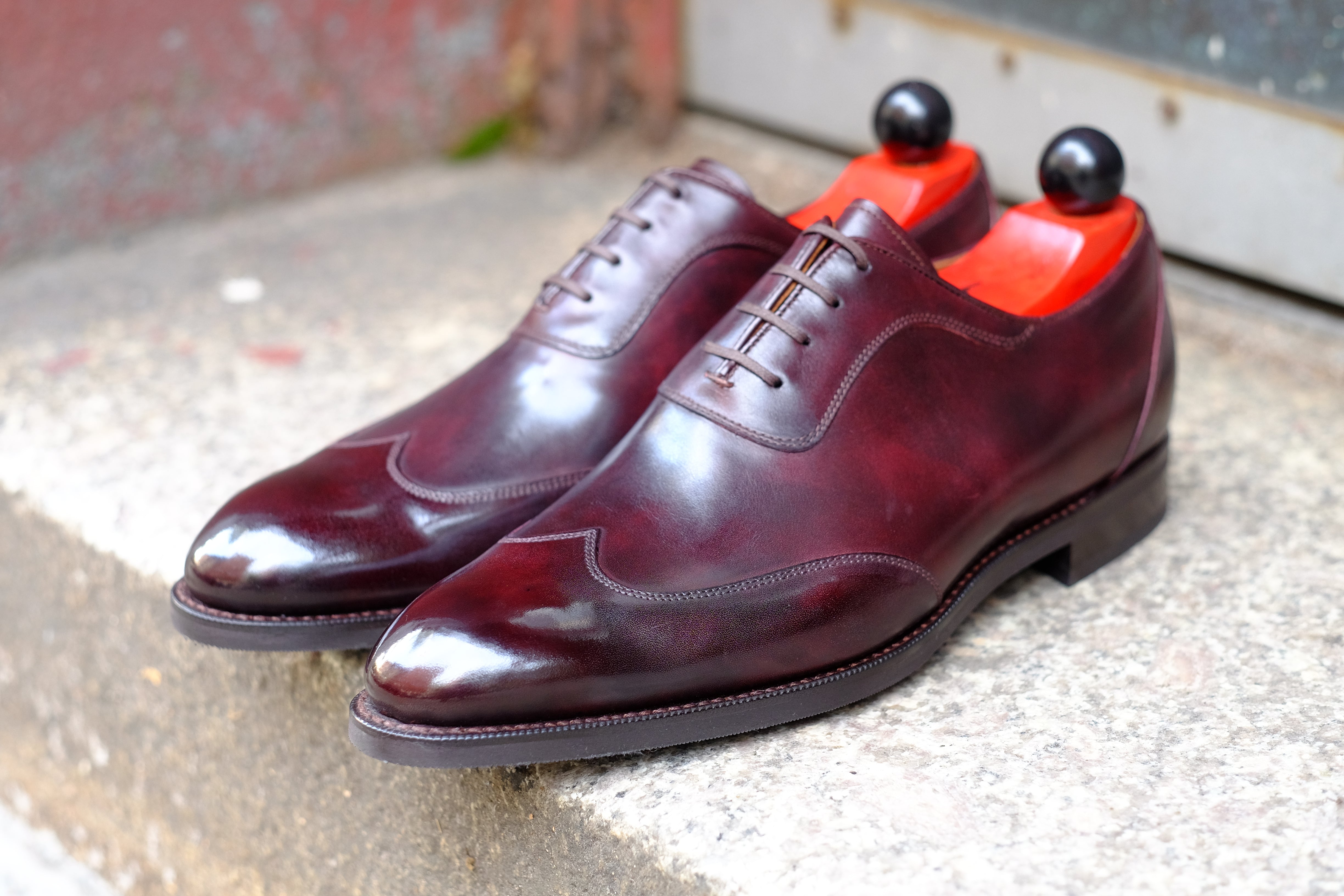 Rainier - MTO - Plum Museum Calf - NGT Last - City Rubber Sole-Made To Order Austerity Brogue Adelaide Oxfords-J.FitzPatrick Footwear