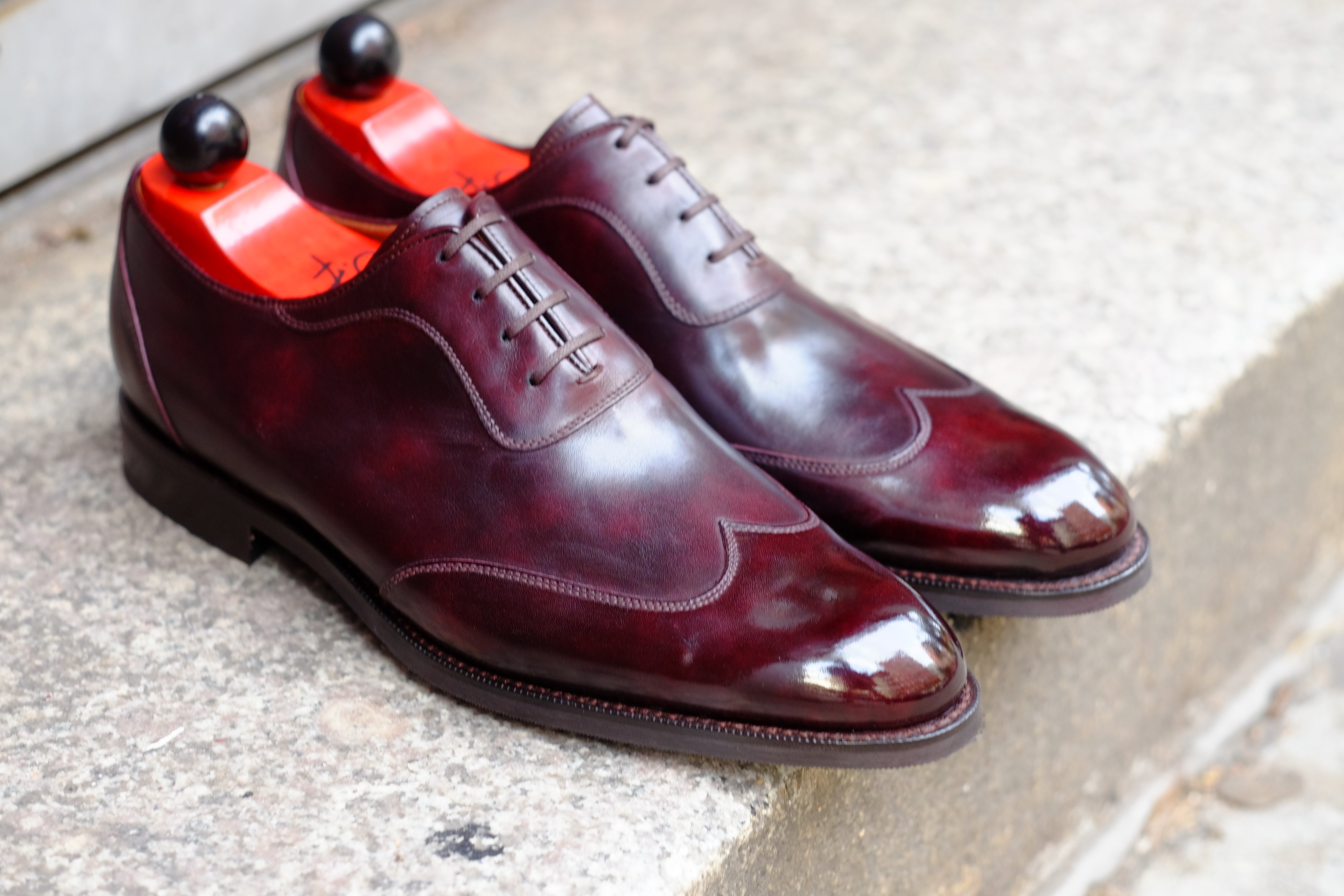 Rainier - MTO - Plum Museum Calf - NGT Last - City Rubber Sole-Made To Order Austerity Brogue Adelaide Oxfords-J.FitzPatrick Footwear