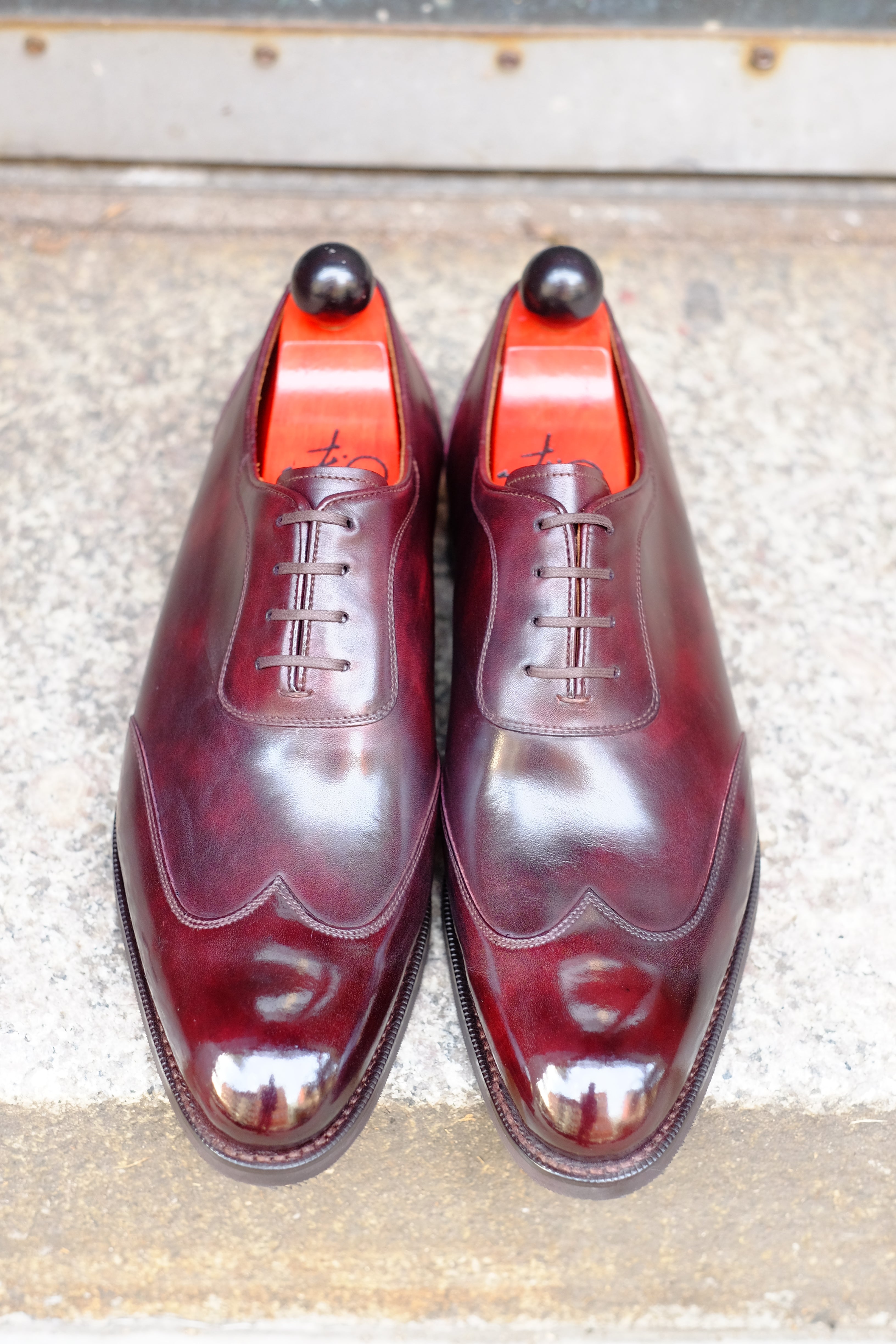 Rainier - MTO - Plum Museum Calf - NGT Last - City Rubber Sole-Made To Order Austerity Brogue Adelaide Oxfords-J.FitzPatrick Footwear