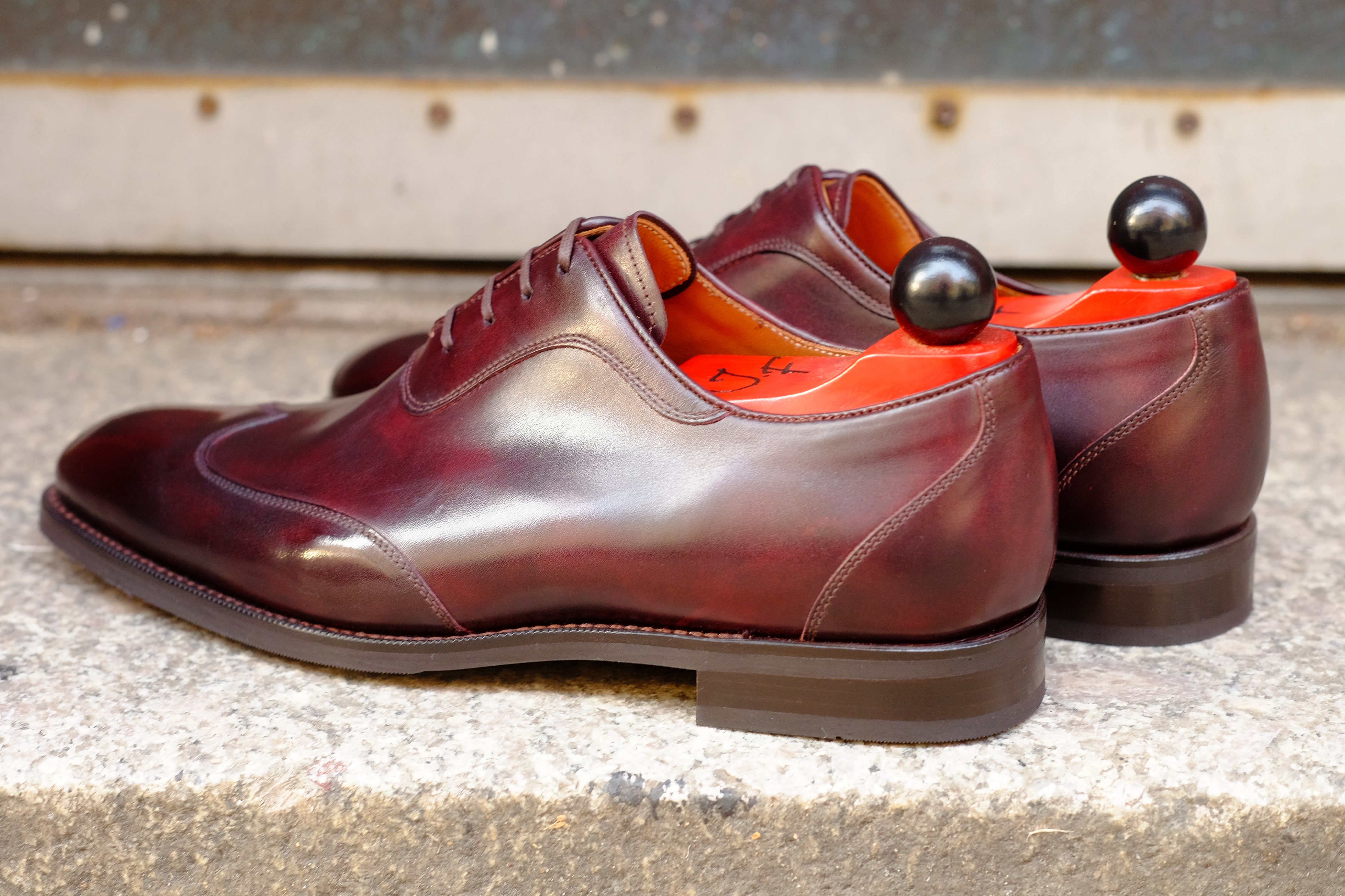 Rainier - MTO - Plum Museum Calf - NGT Last - City Rubber Sole-Made To Order Austerity Brogue Adelaide Oxfords-J.FitzPatrick Footwear