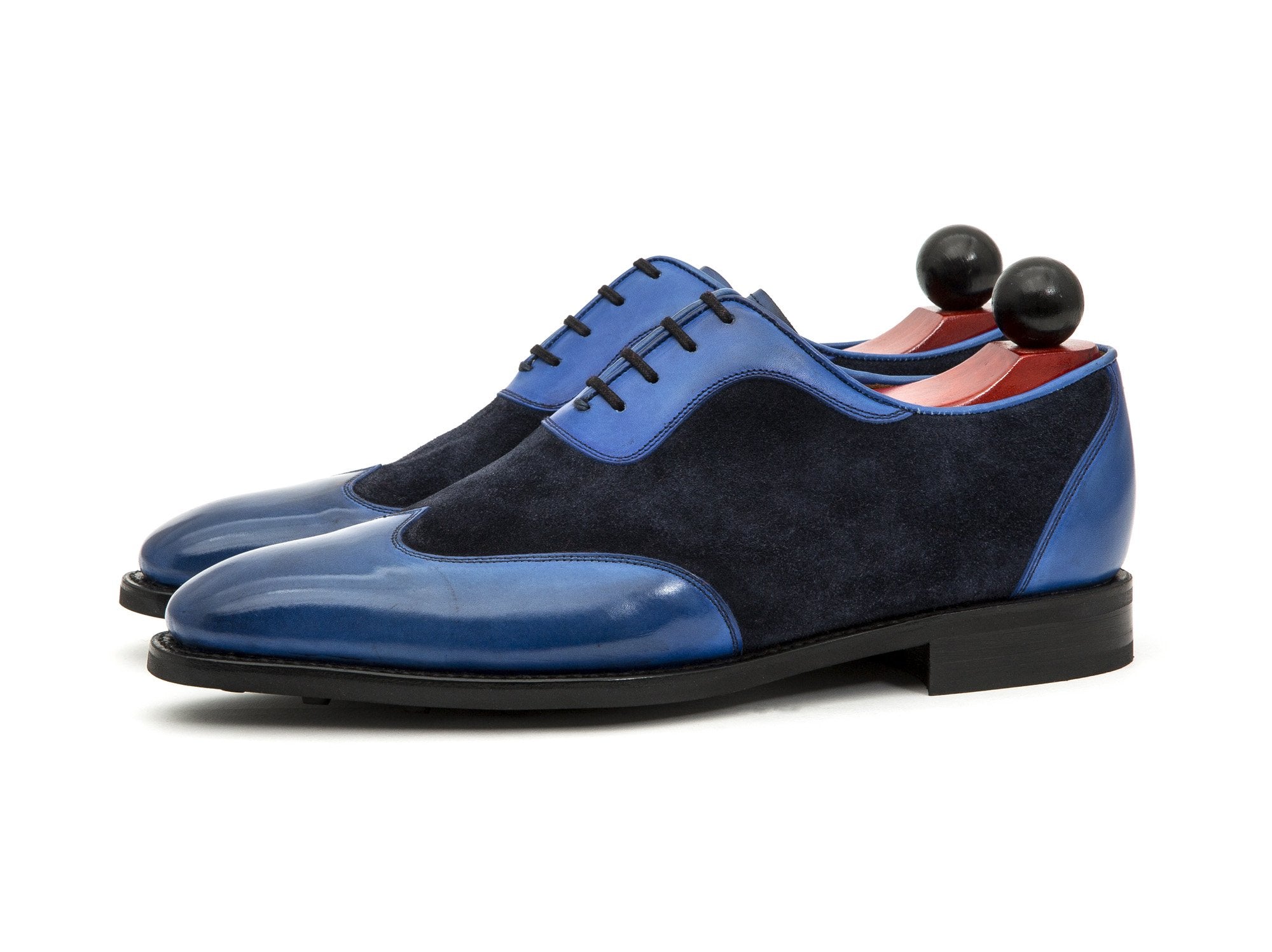 Rainier - MTO - Sky Blue Calf / Navy Suede - LPB Last - Country Rubber Sole-Made To Order Austerity Brogue Adelaide Oxfords-J.FitzPatrick Footwear