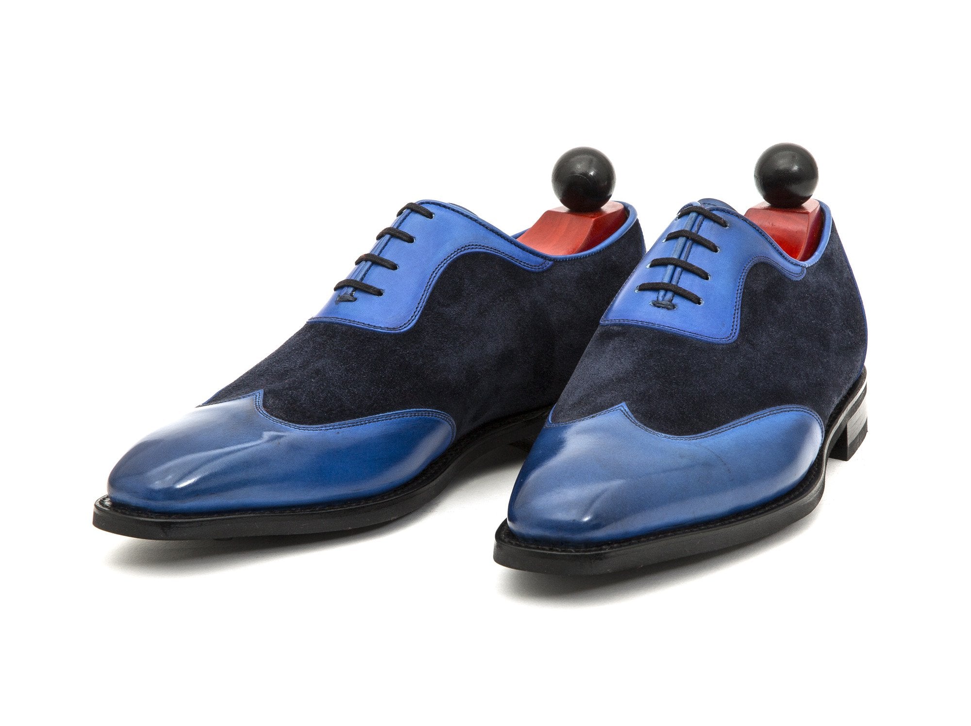 Rainier - MTO - Sky Blue Calf / Navy Suede - LPB Last - Country Rubber Sole-Made To Order Austerity Brogue Adelaide Oxfords-J.FitzPatrick Footwear