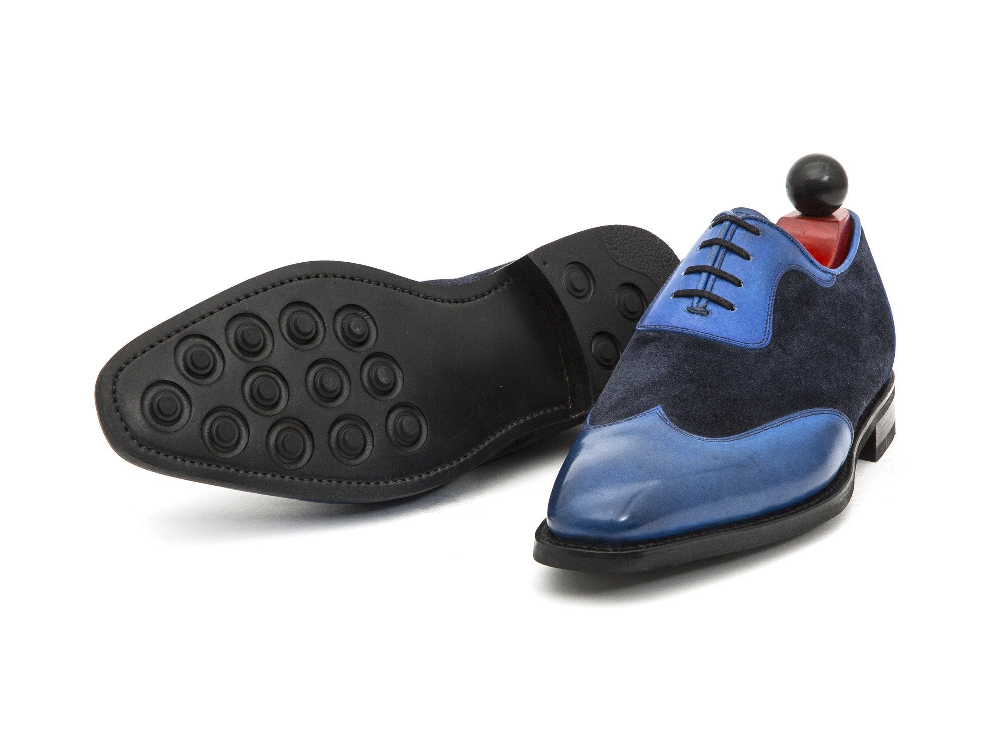 Rainier - MTO - Sky Blue Calf / Navy Suede - LPB Last - Country Rubber Sole-Made To Order Austerity Brogue Adelaide Oxfords-J.FitzPatrick Footwear