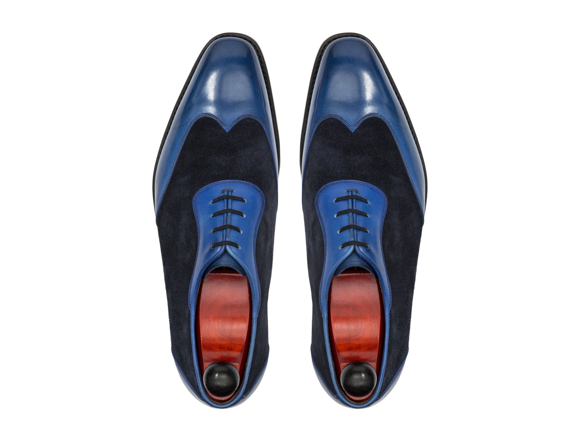 Rainier - MTO - Sky Blue Calf / Navy Suede - LPB Last - Country Rubber Sole-Made To Order Austerity Brogue Adelaide Oxfords-J.FitzPatrick Footwear
