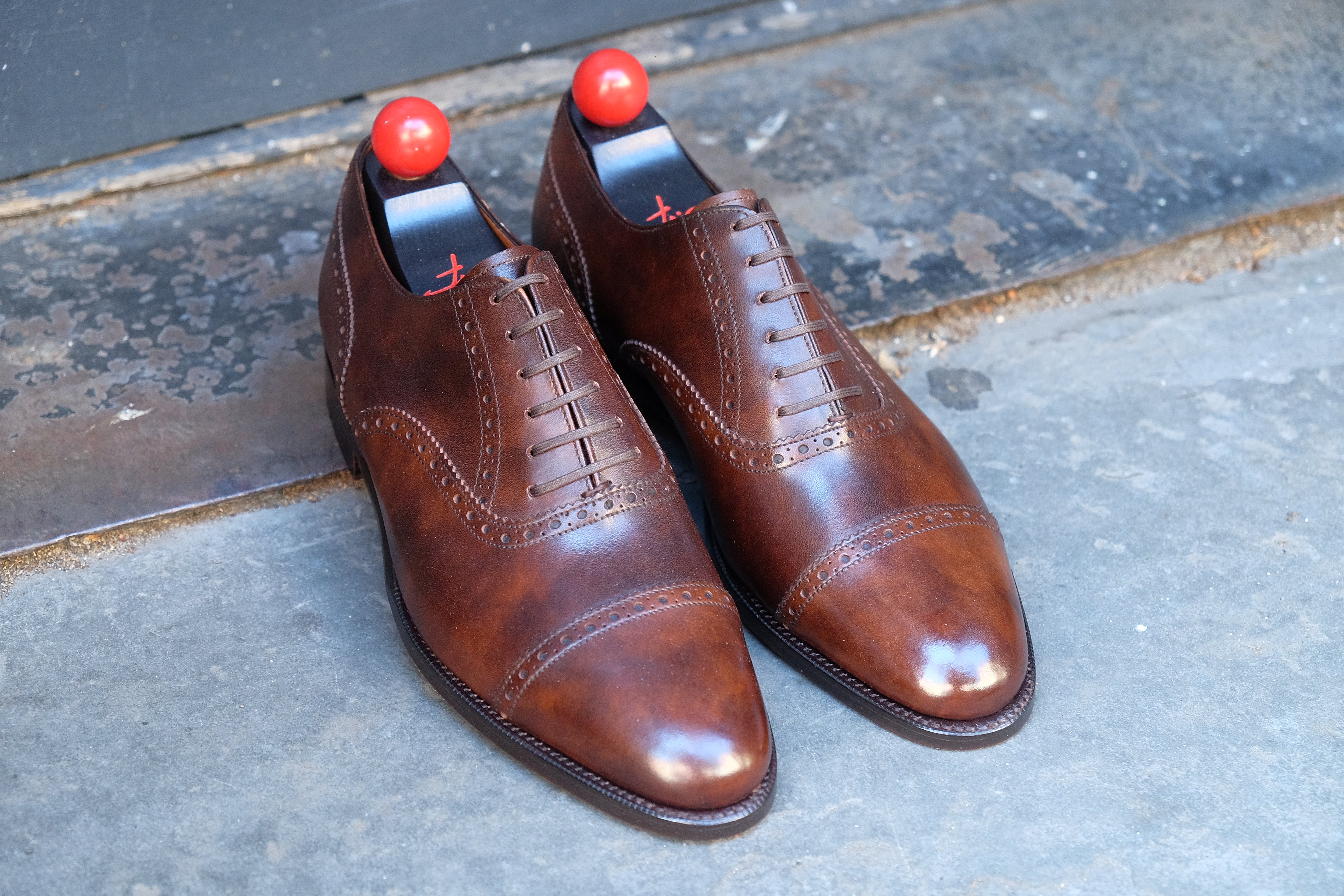 Redmond - MTO - Copper Museum Calf - TMG Last - Single Leather Sole-Made To Order Captoe Cap Toe Brogue Oxfords-J.FitzPatrick Footwear