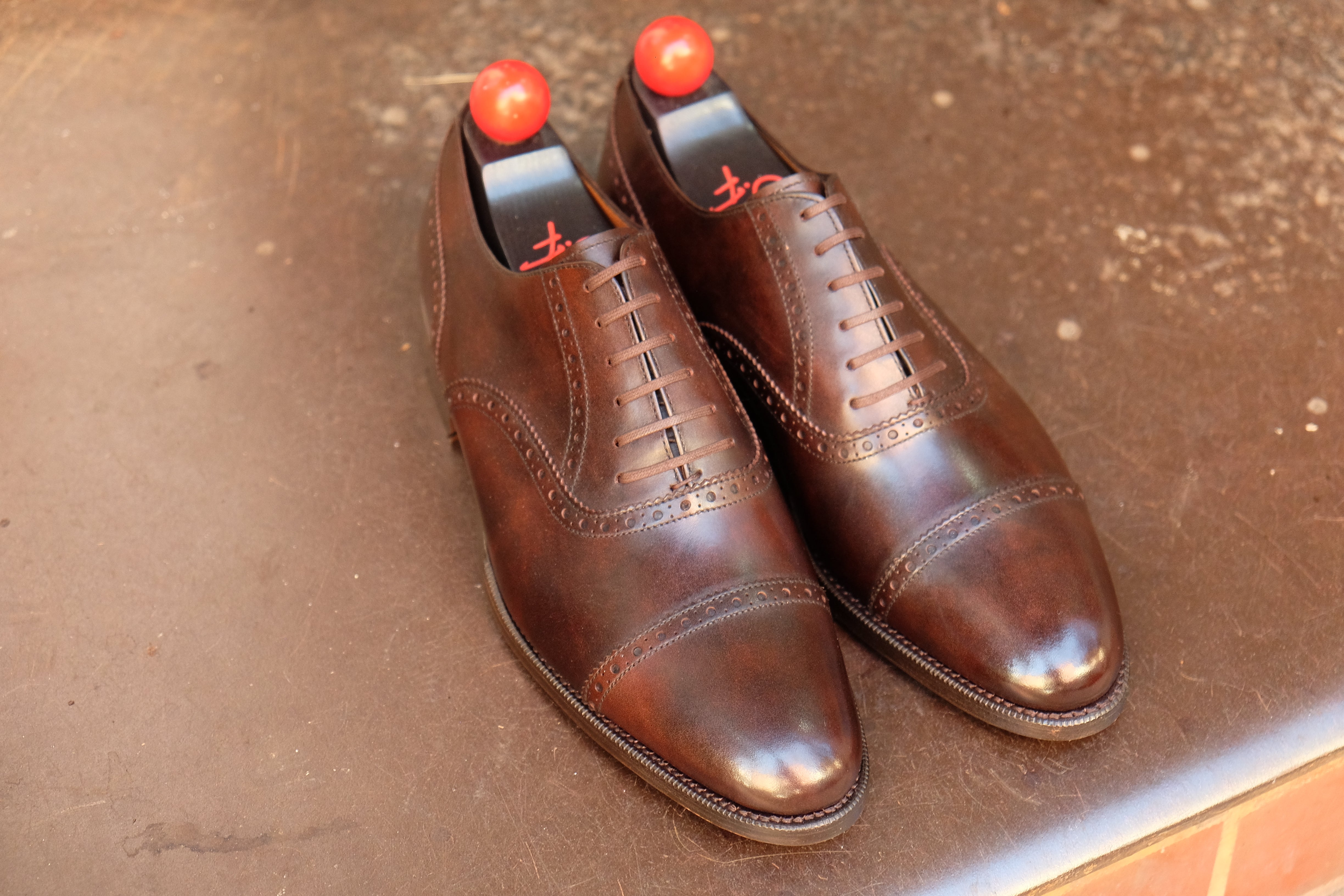 Redmond - MTO - Dark Brown Museum Calf - TMG Last - Single Leather Sole-Made To Order Captoe Cap Toe Brogue Oxfords-J.FitzPatrick Footwear