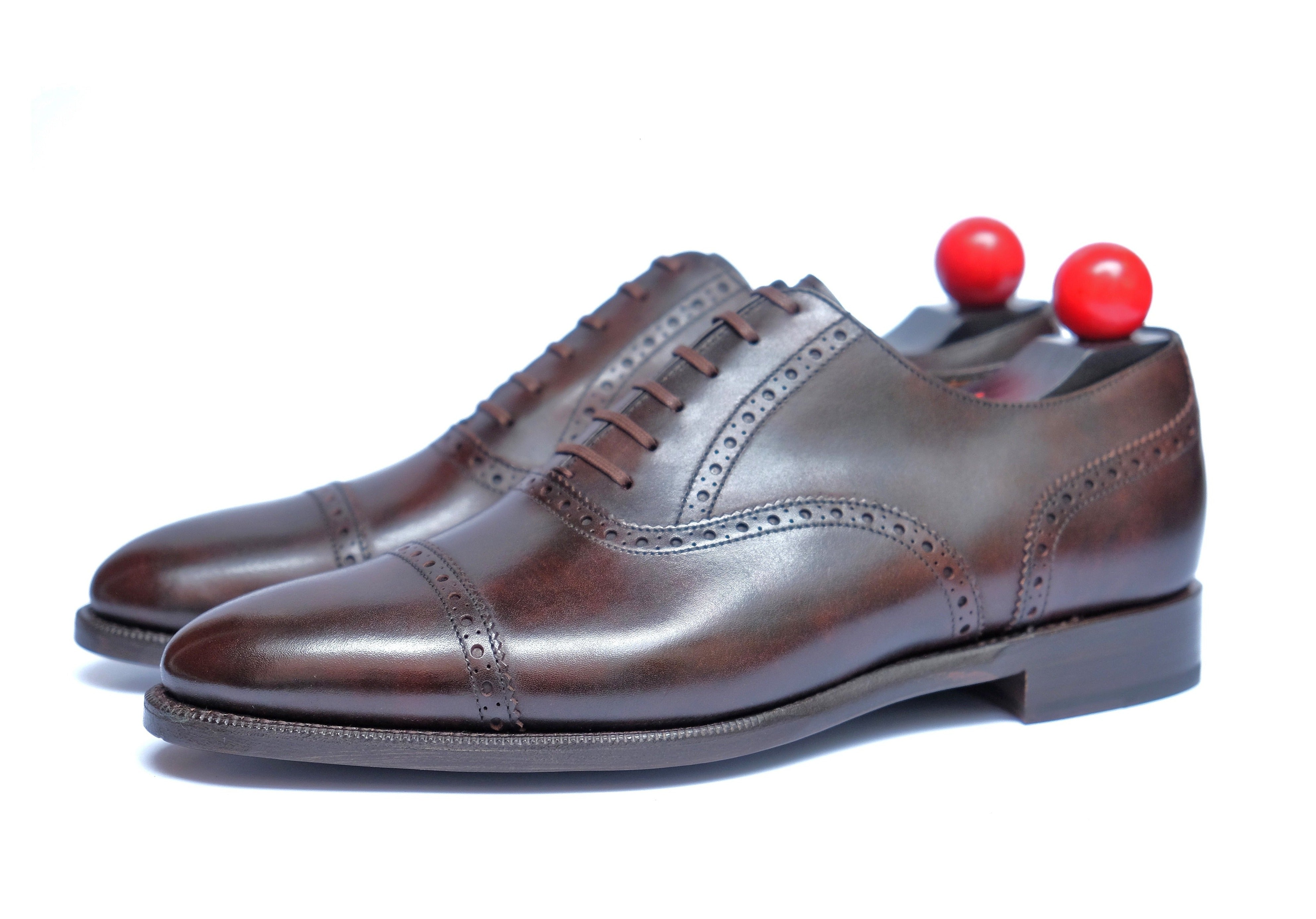 Redmond - MTO - Dark Brown Museum Calf - TMG Last - Single Leather Sole-Made To Order Captoe Cap Toe Brogue Oxfords-J.FitzPatrick Footwear