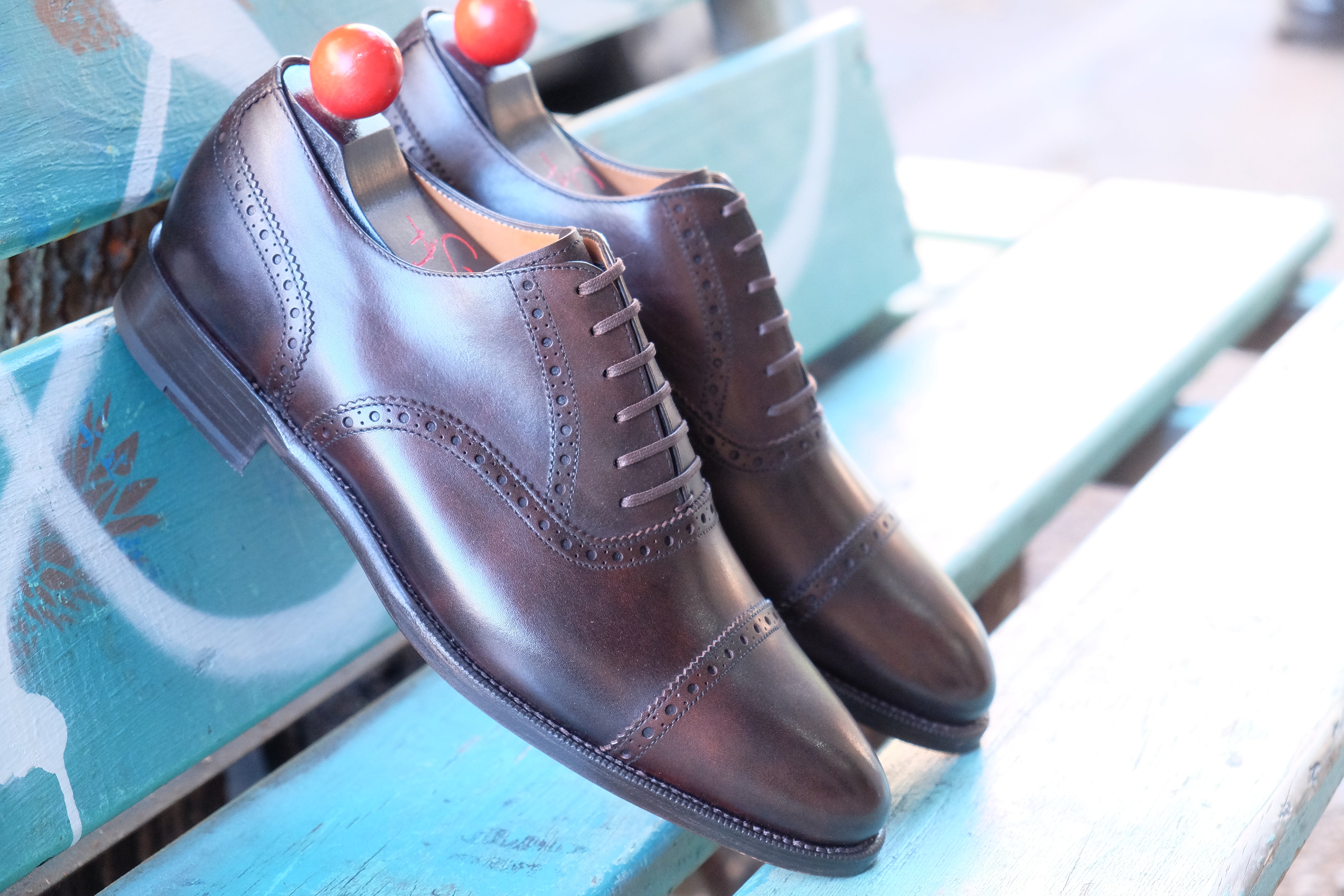 Redmond - MTO - Dark Brown Museum Calf - TMG Last - Single Leather Sole-Made To Order Captoe Cap Toe Brogue Oxfords-J.FitzPatrick Footwear