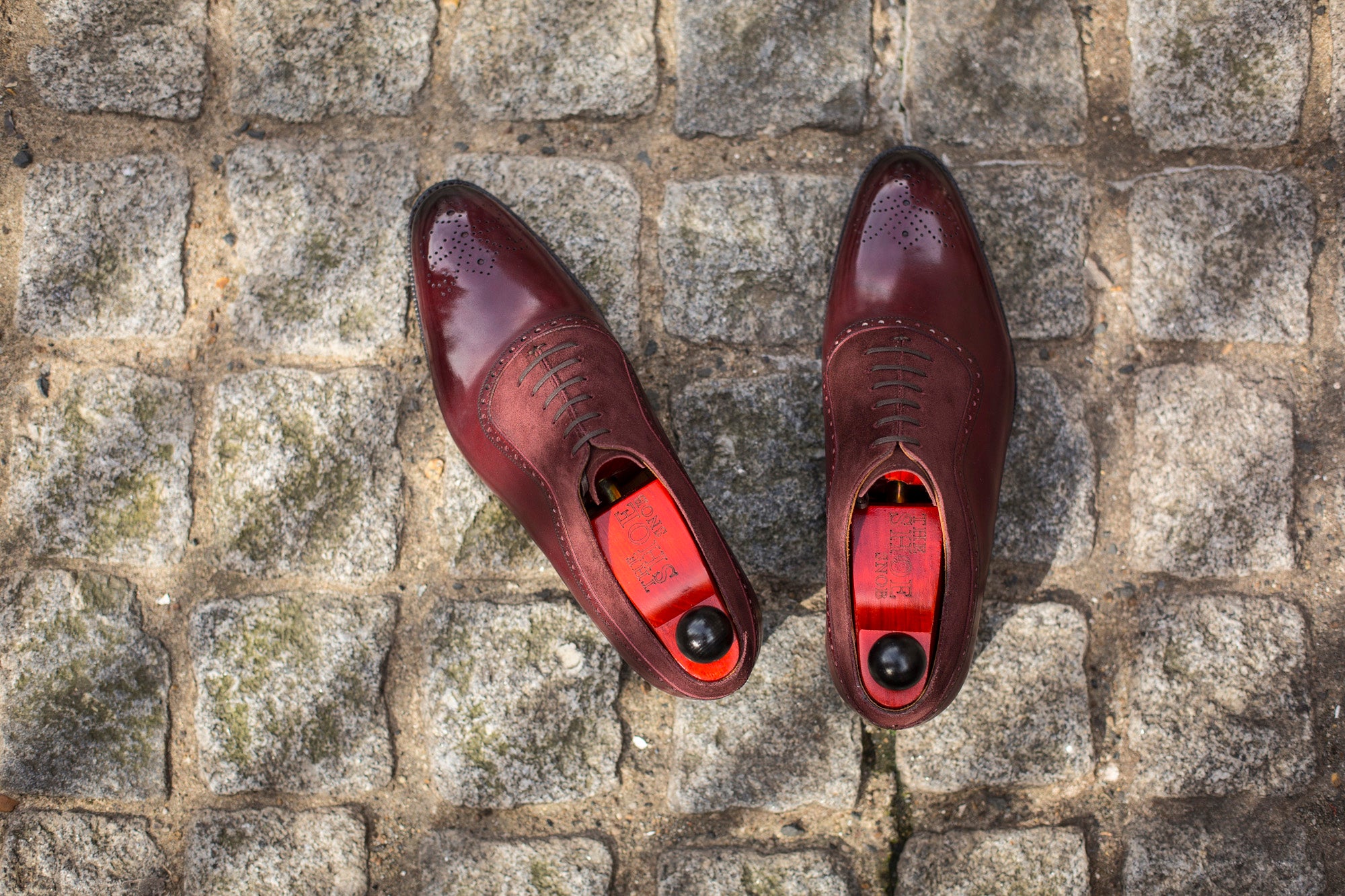 Roosevelt - MTO - Burgundy Calf / Burgundy Suede - NGT Last - Single Leather Sole-Made To Order Medallion Adelaide Brogue Oxfords-J.FitzPatrick Footwear