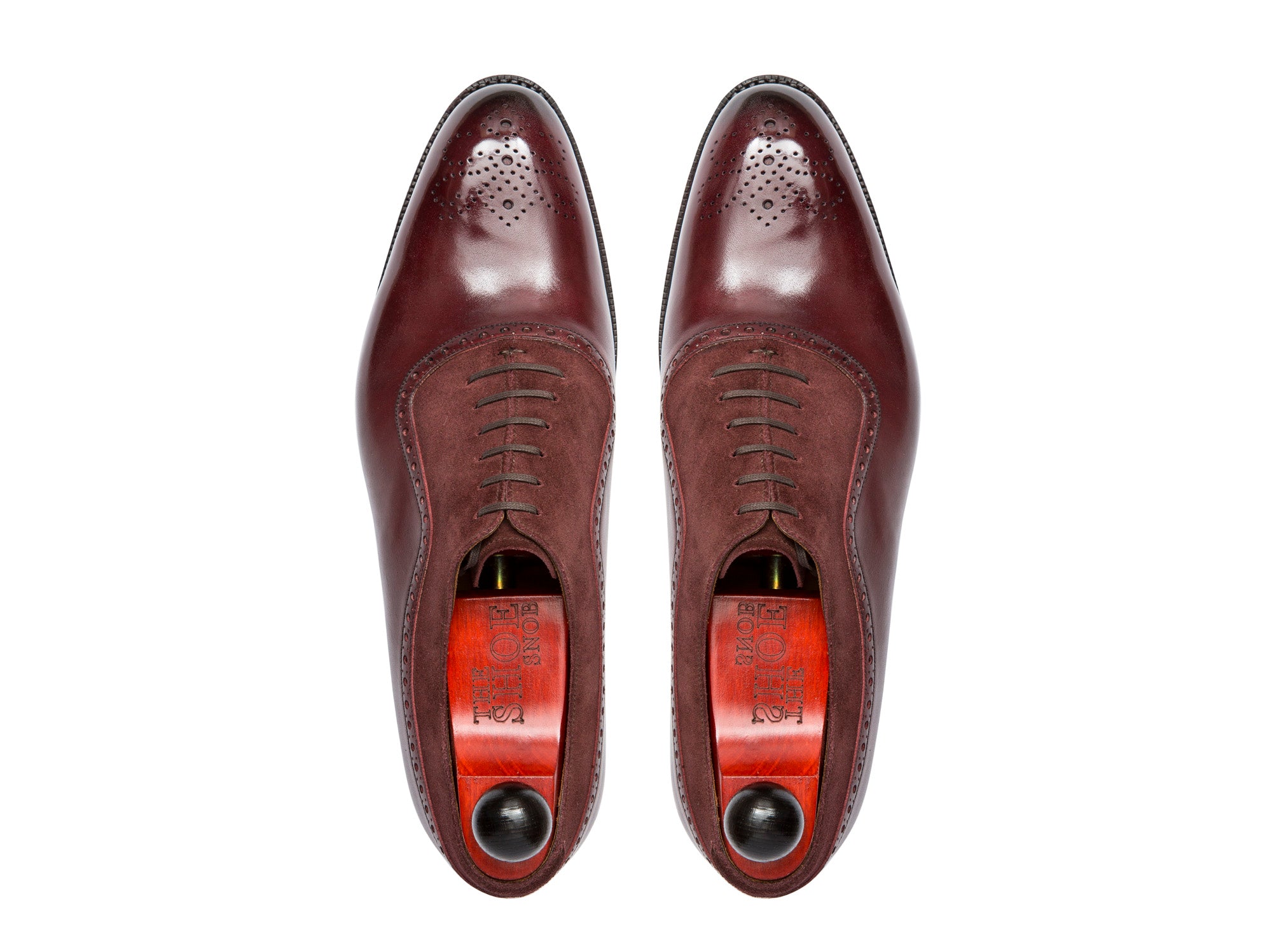 Roosevelt - MTO - Burgundy Calf / Burgundy Suede - NGT Last - Single Leather Sole-Made To Order Medallion Adelaide Brogue Oxfords-J.FitzPatrick Footwear
