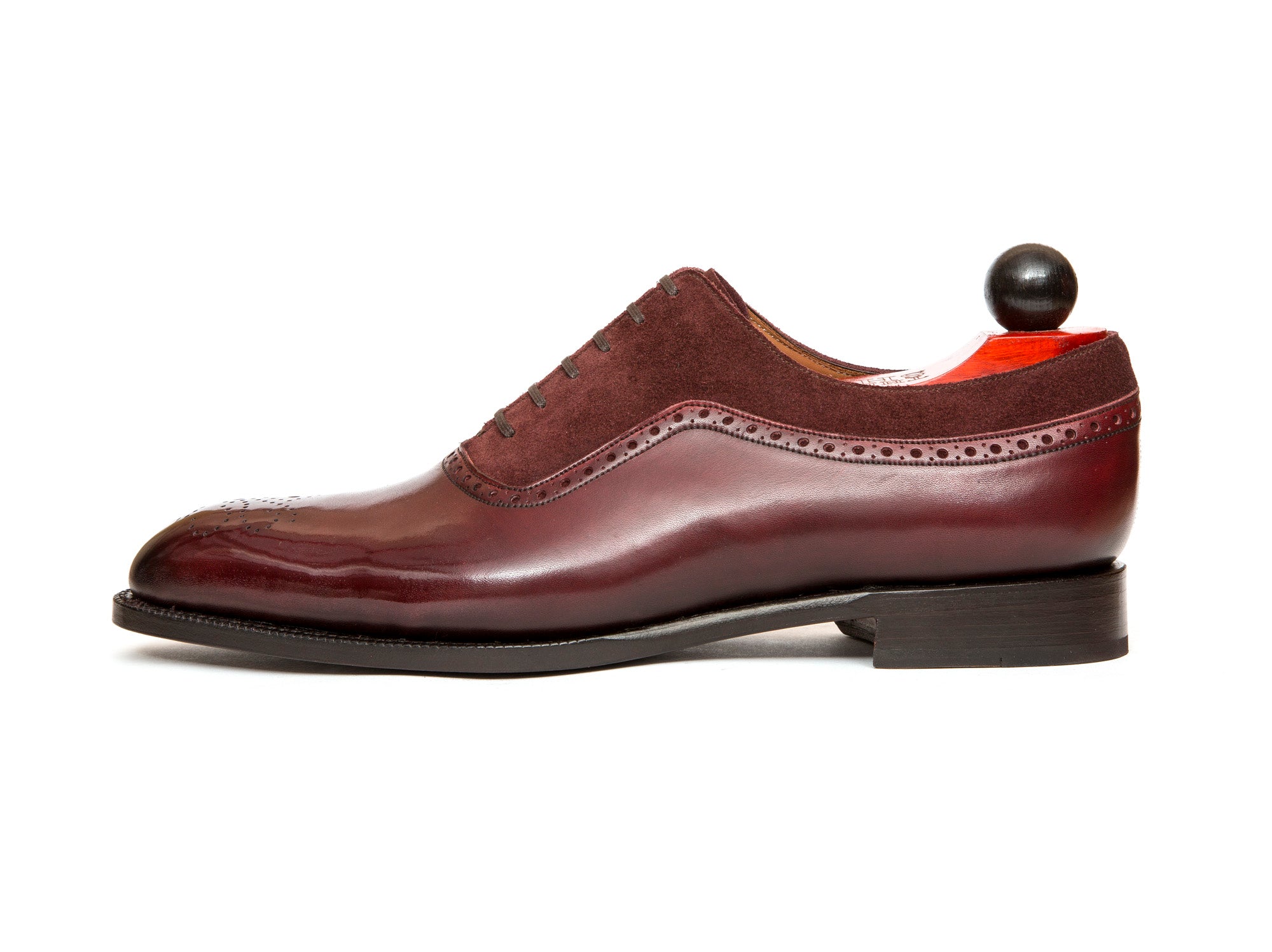 Roosevelt - MTO - Burgundy Calf / Burgundy Suede - NGT Last - Single Leather Sole-Made To Order Medallion Adelaide Brogue Oxfords-J.FitzPatrick Footwear