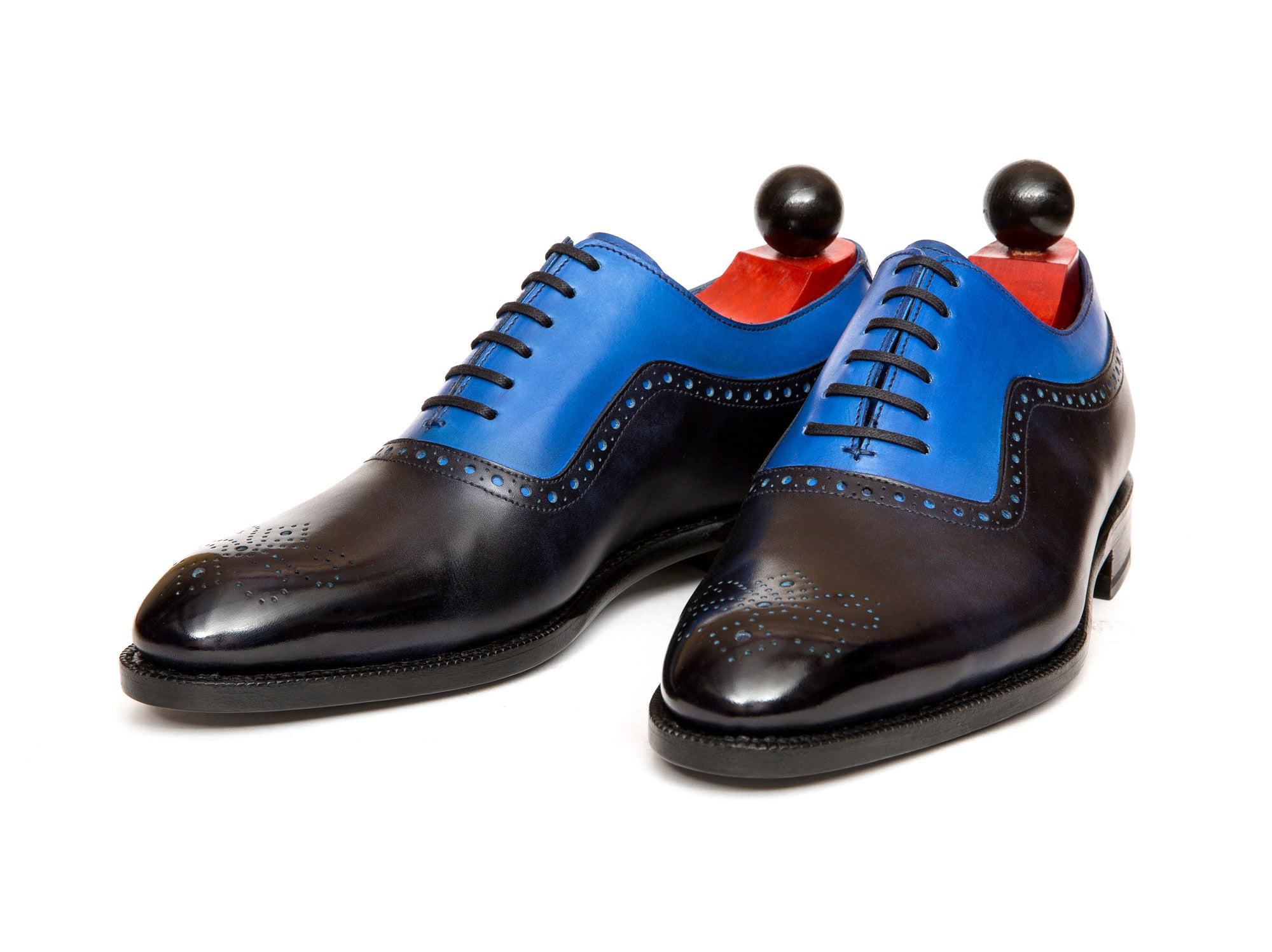 Roosevelt - MTO - Navy Museum Calf / Sky Blue Calf - NGT Last - Single Leather Sole-Made To Order Medallion Adelaide Brogue Oxfords-J.FitzPatrick Footwear
