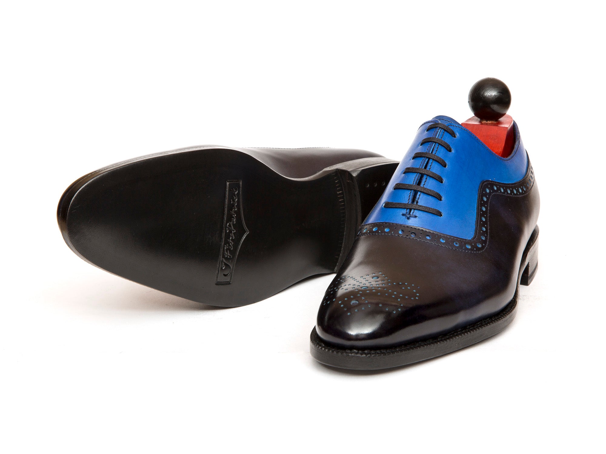 Roosevelt - MTO - Navy Museum Calf / Sky Blue Calf - NGT Last - Single Leather Sole-Made To Order Medallion Adelaide Brogue Oxfords-J.FitzPatrick Footwear