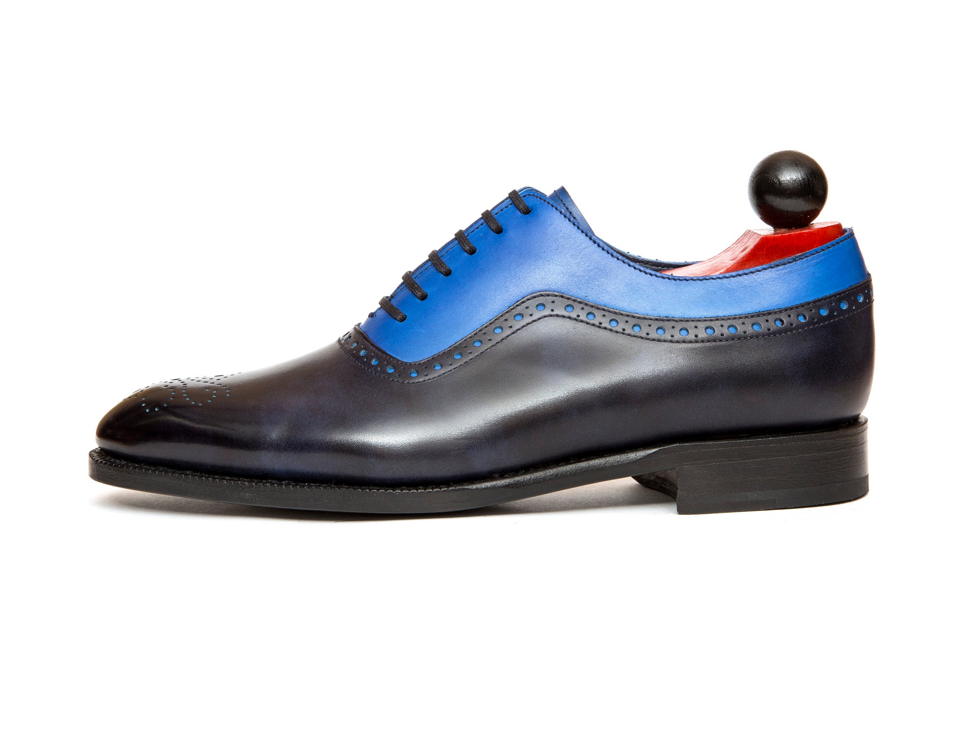 Roosevelt - MTO - Navy Museum Calf / Sky Blue Calf - NGT Last - Single Leather Sole-Made To Order Medallion Adelaide Brogue Oxfords-J.FitzPatrick Footwear