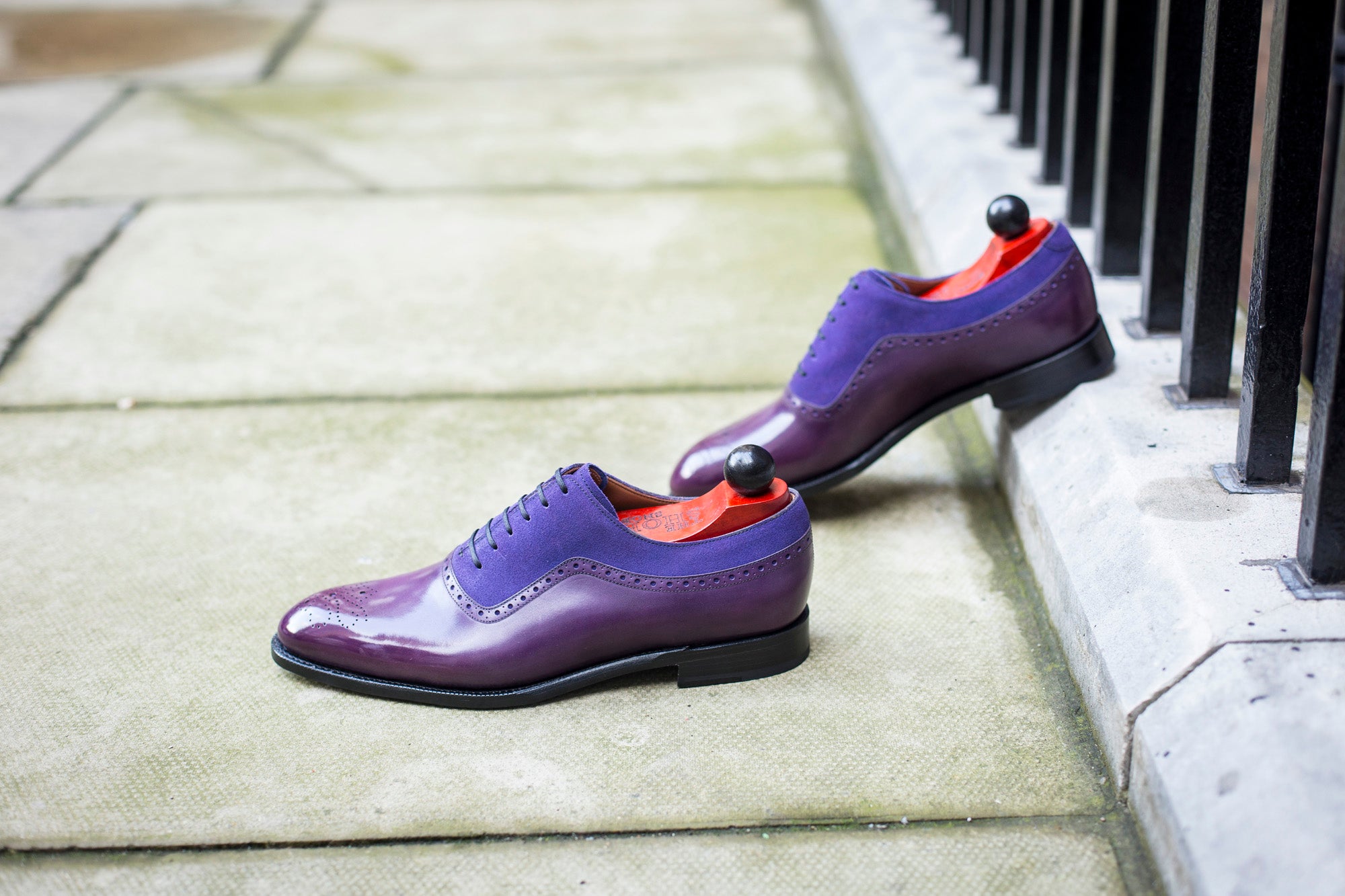 Roosevelt - MTO - Purple Calf / Purple Suede - NGT Last - Single Leather Sole-Made To Order Medallion Adelaide Brogue Oxfords-J.FitzPatrick Footwear