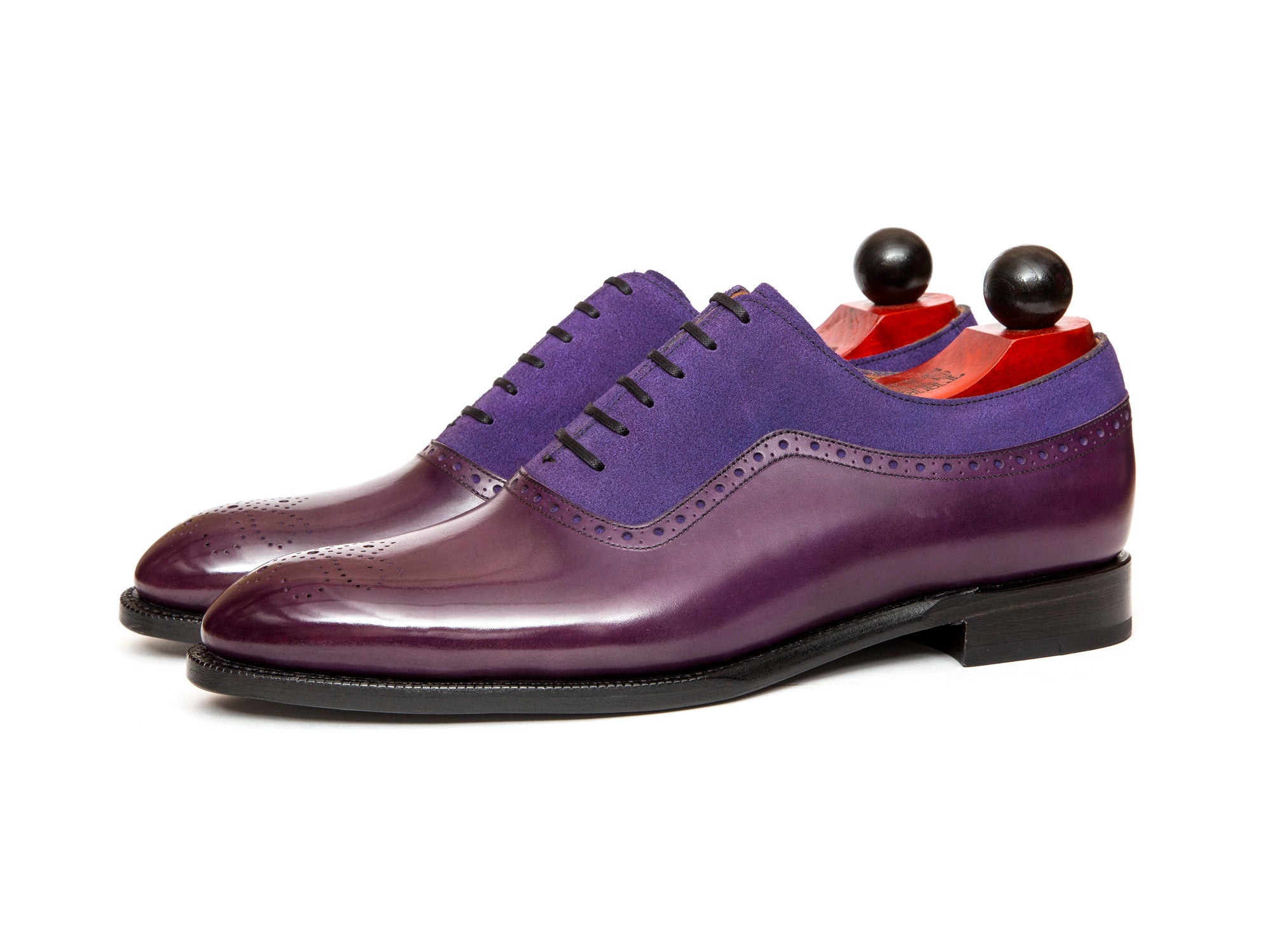 Roosevelt - MTO - Purple Calf / Purple Suede - NGT Last - Single Leather Sole-Made To Order Medallion Adelaide Brogue Oxfords-J.FitzPatrick Footwear