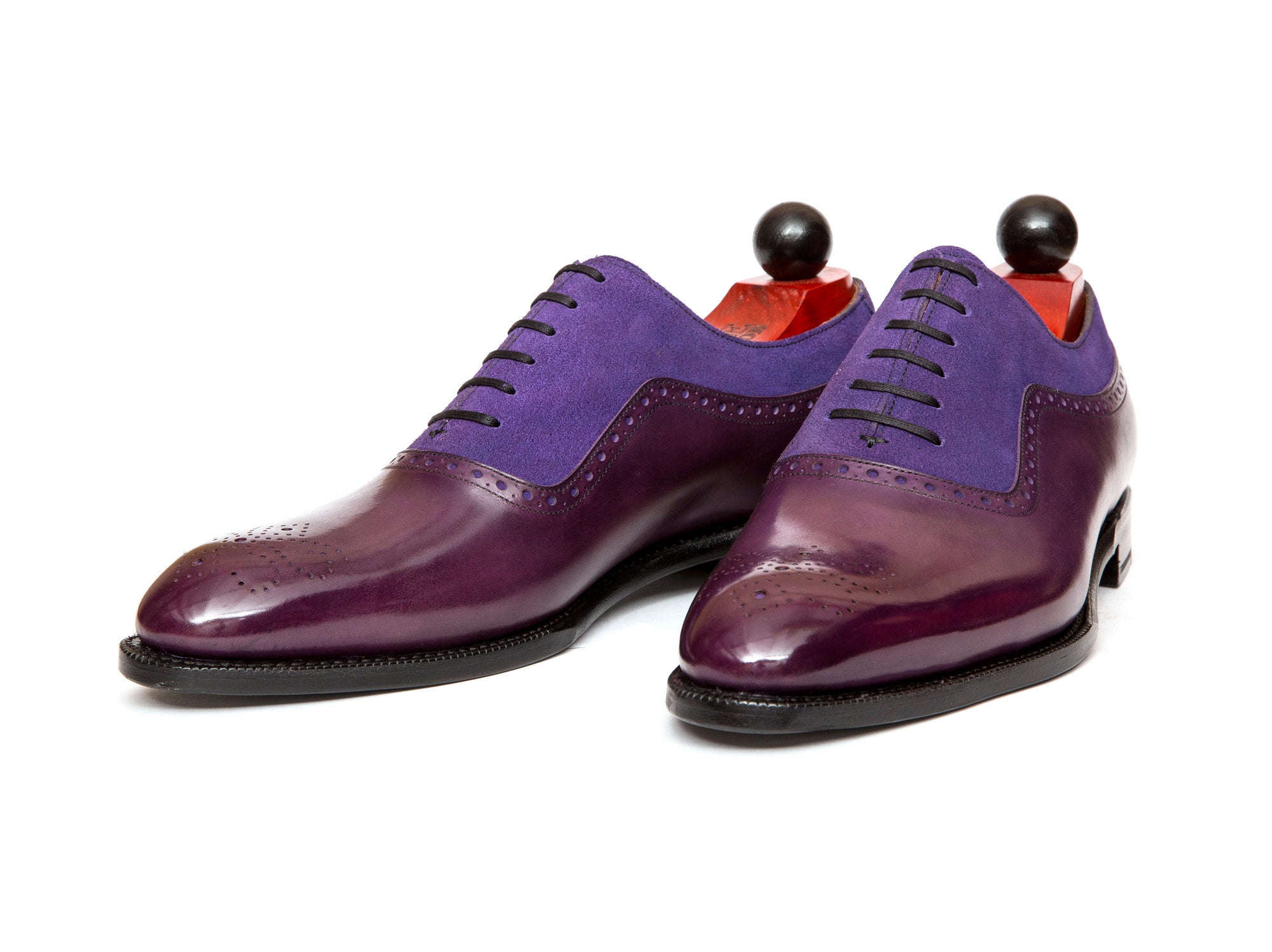 Roosevelt - MTO - Purple Calf / Purple Suede - NGT Last - Single Leather Sole-Made To Order Medallion Adelaide Brogue Oxfords-J.FitzPatrick Footwear