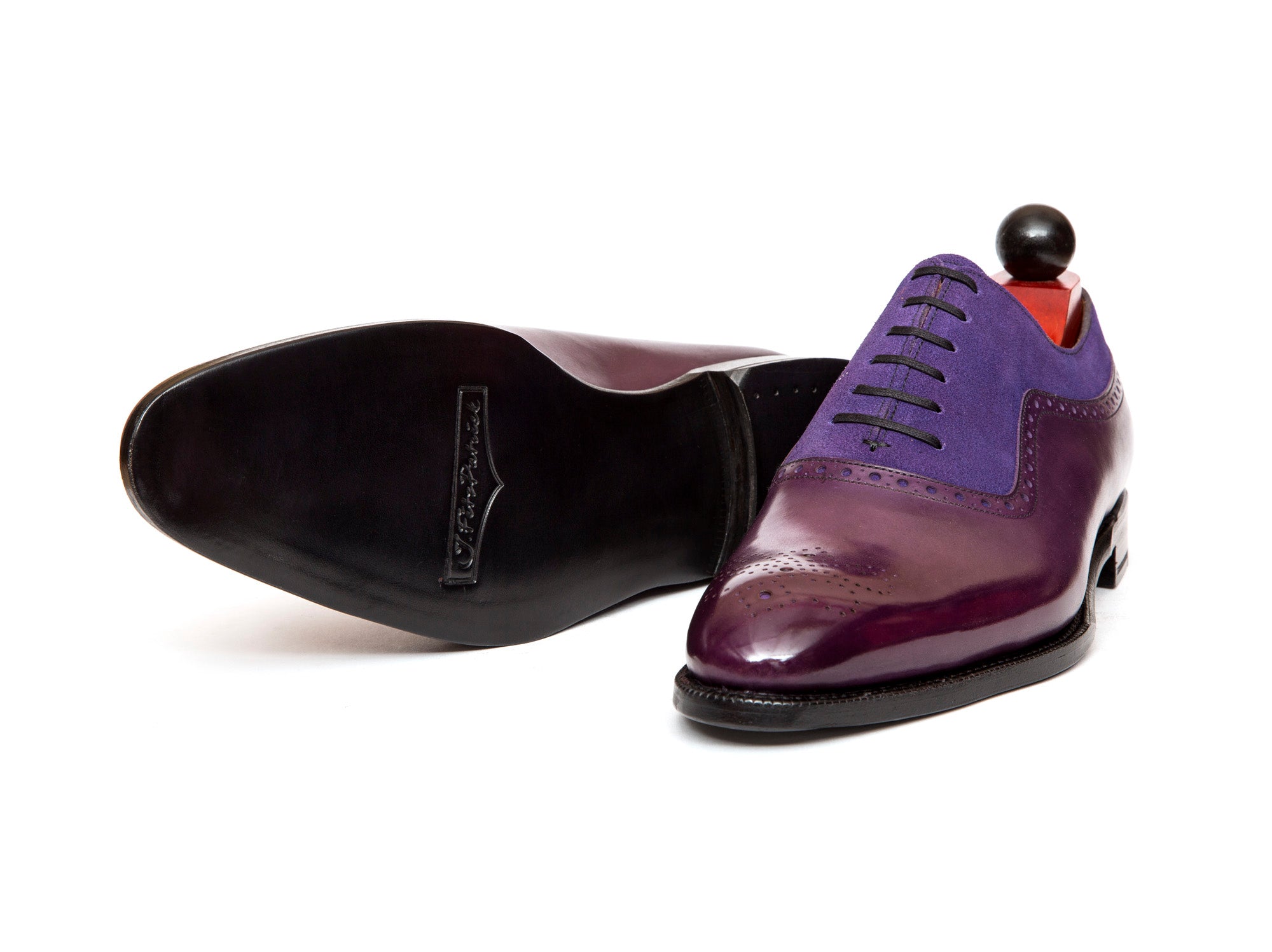 Roosevelt - MTO - Purple Calf / Purple Suede - NGT Last - Single Leather Sole-Made To Order Medallion Adelaide Brogue Oxfords-J.FitzPatrick Footwear