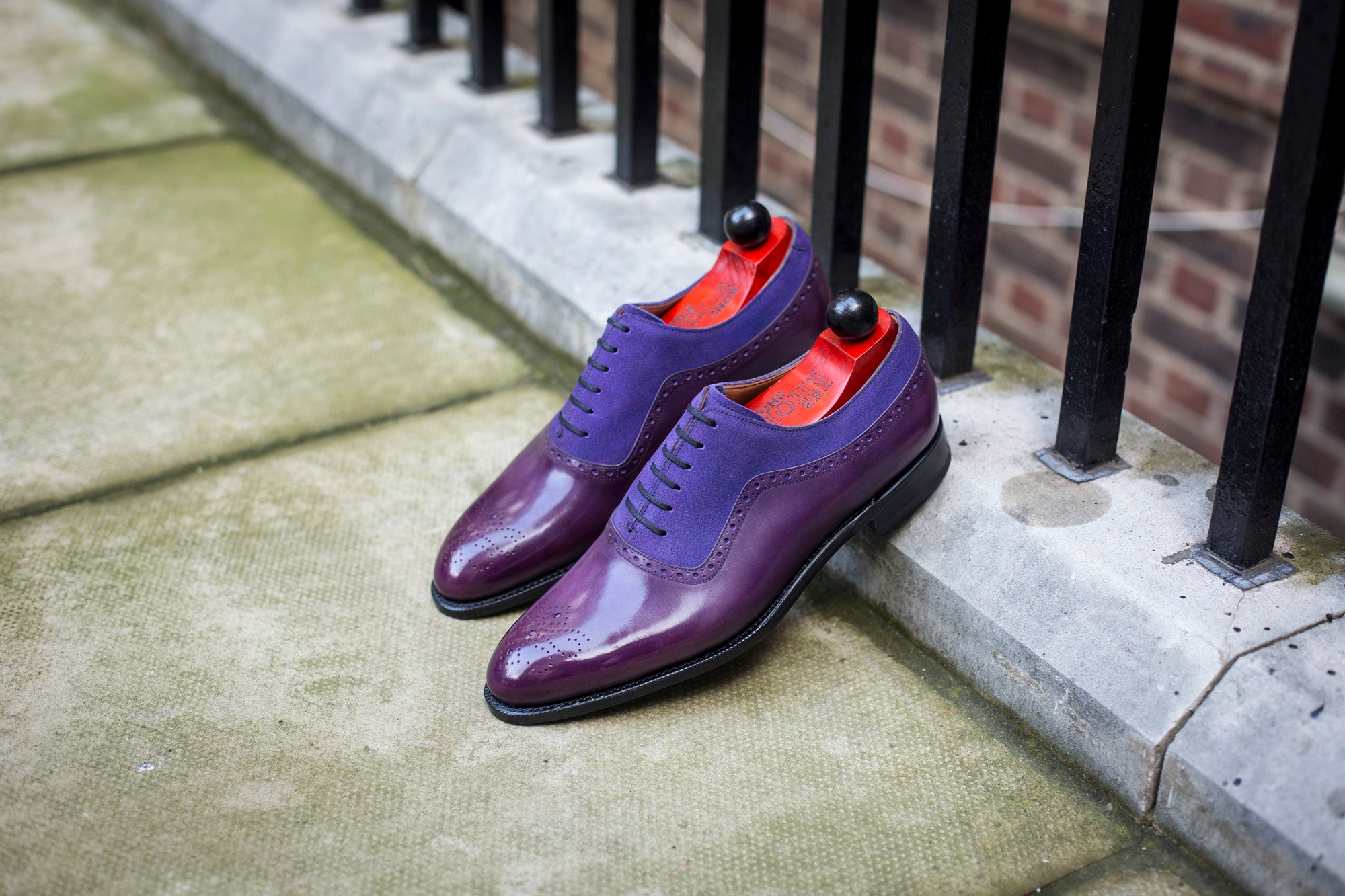 Roosevelt - MTO - Purple Calf / Purple Suede - NGT Last - Single Leather Sole-Made To Order Medallion Adelaide Brogue Oxfords-J.FitzPatrick Footwear