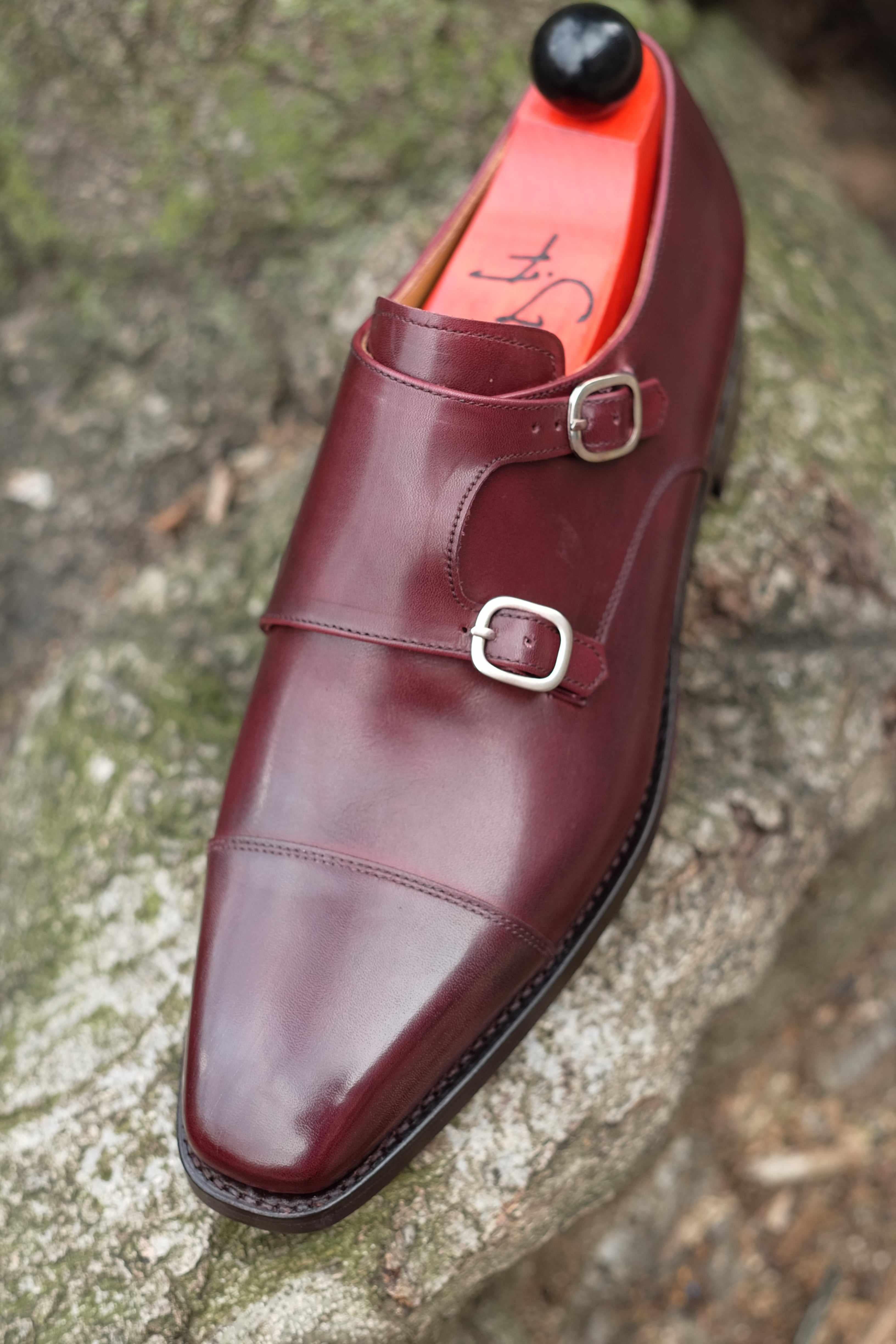 Sammamish - Sangria Calf-Double Monk Straps Monkstraps-J.FitzPatrick Footwear