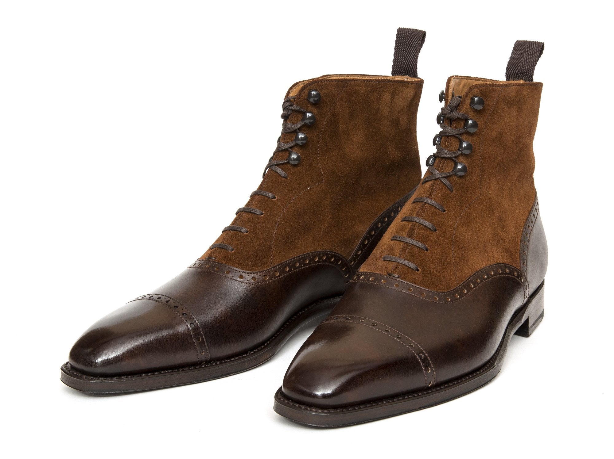 Seaview - MTO - Dark Brown Museum Calf / Snuff Suede - LPB Last - Single Leather Sole-Made To Order Boot Cap Toe Brogue-J.FitzPatrick Footwear