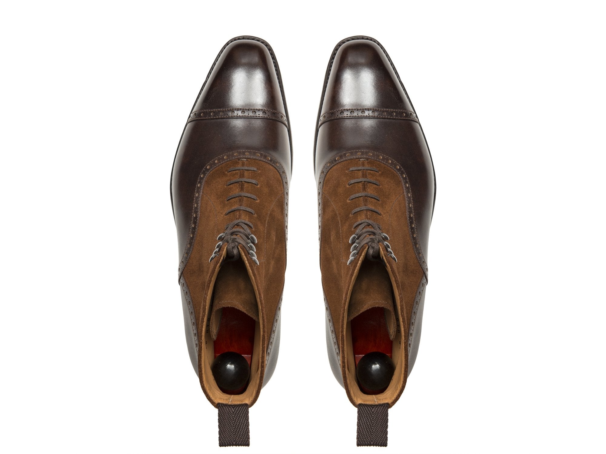 Seaview - MTO - Dark Brown Museum Calf / Snuff Suede - LPB Last - Single Leather Sole-Made To Order Boot Cap Toe Brogue-J.FitzPatrick Footwear